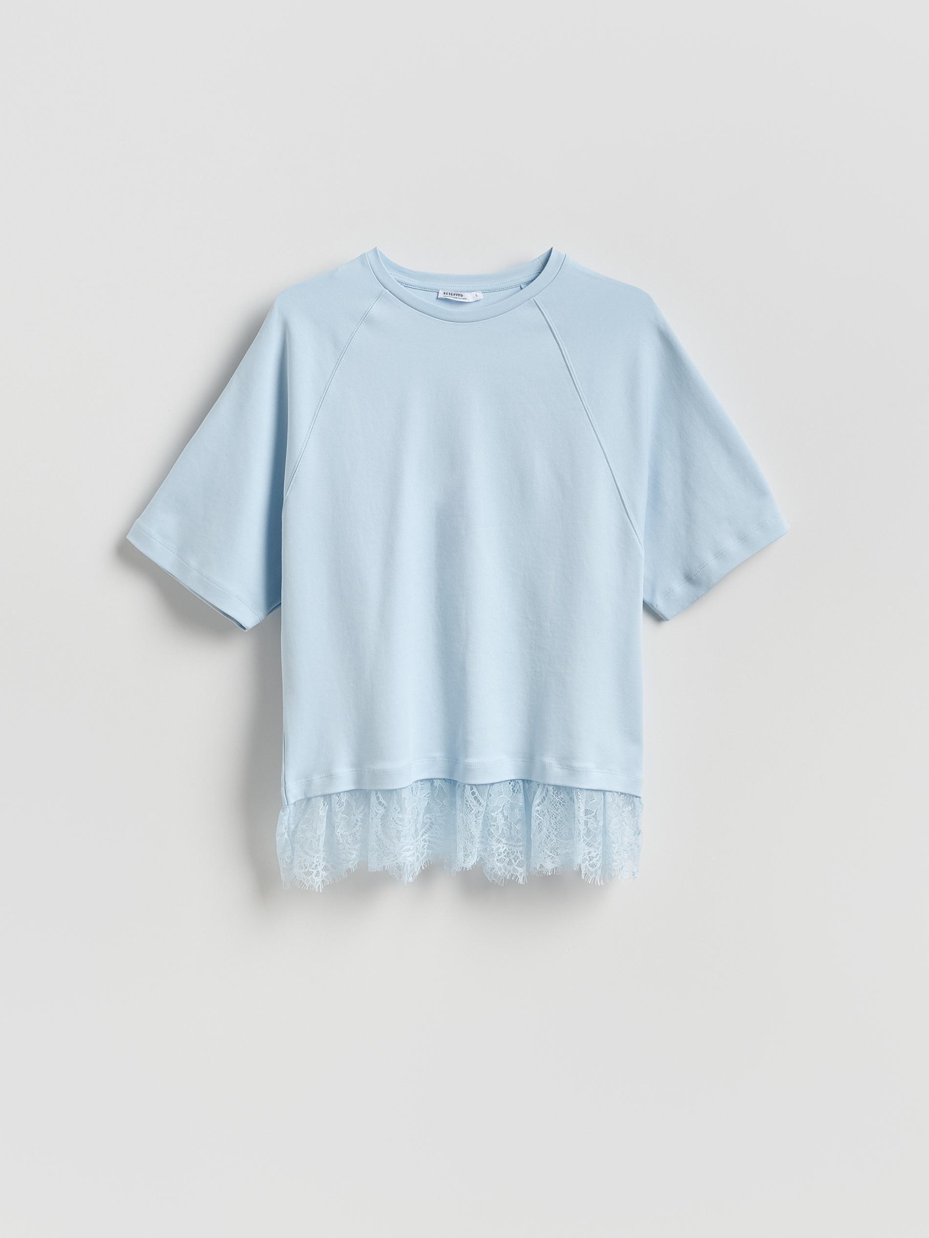 Blue Mercerised Cotton T-Shirt, Blue, large image number 3