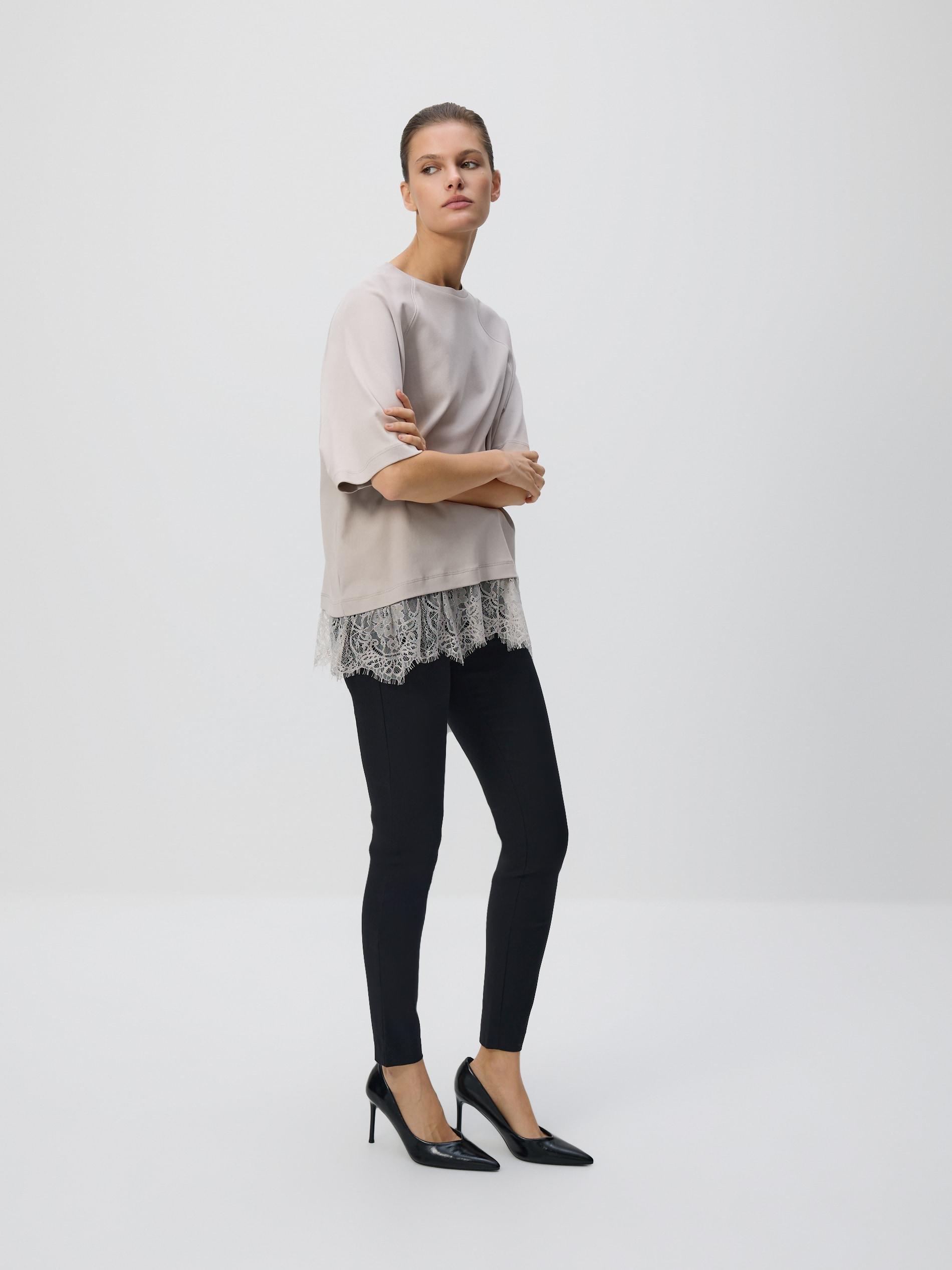 Beige Mercerised Cotton T-Shirt, Beige, medium