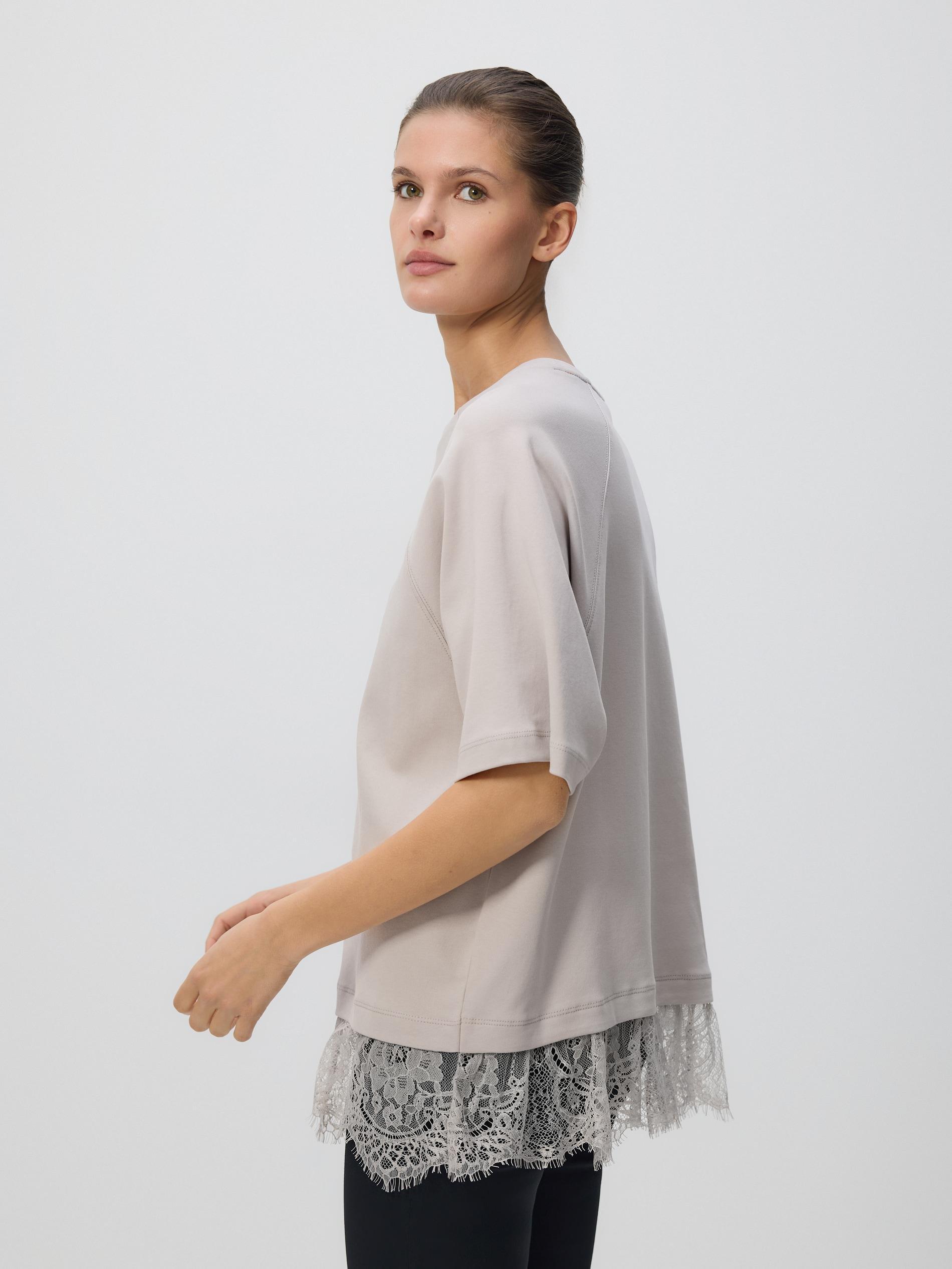 Beige Mercerised Cotton T-Shirt, Beige, medium