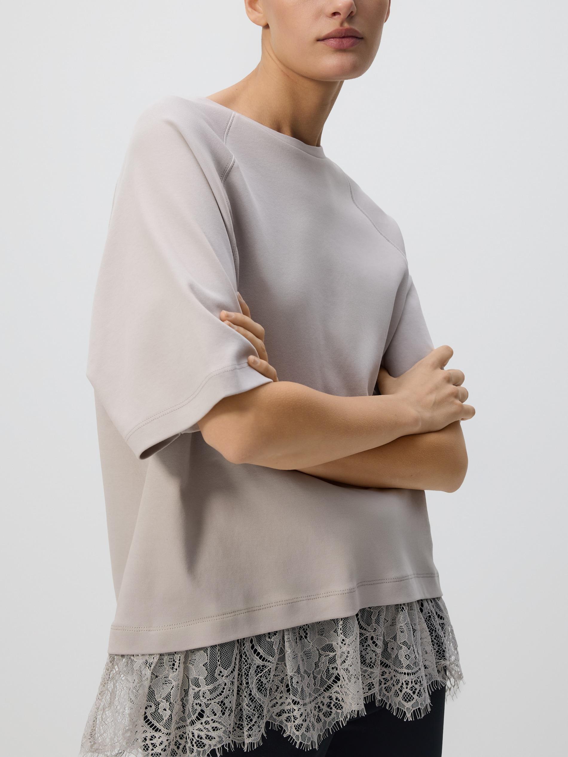 Beige Mercerised Cotton T-Shirt, Beige, medium