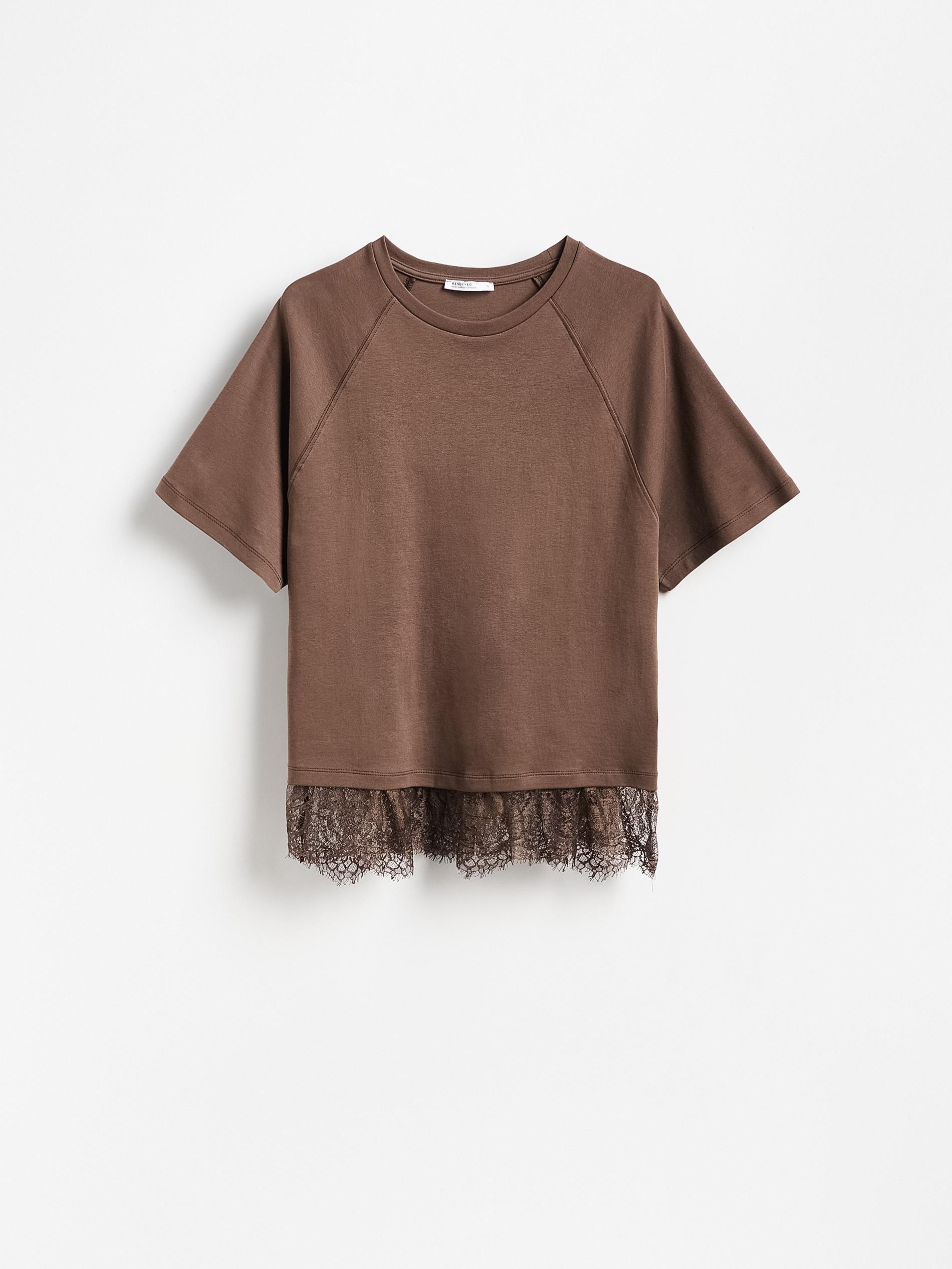 Brown Mercerised Cotton T-Shirt, Brown, large image number 0