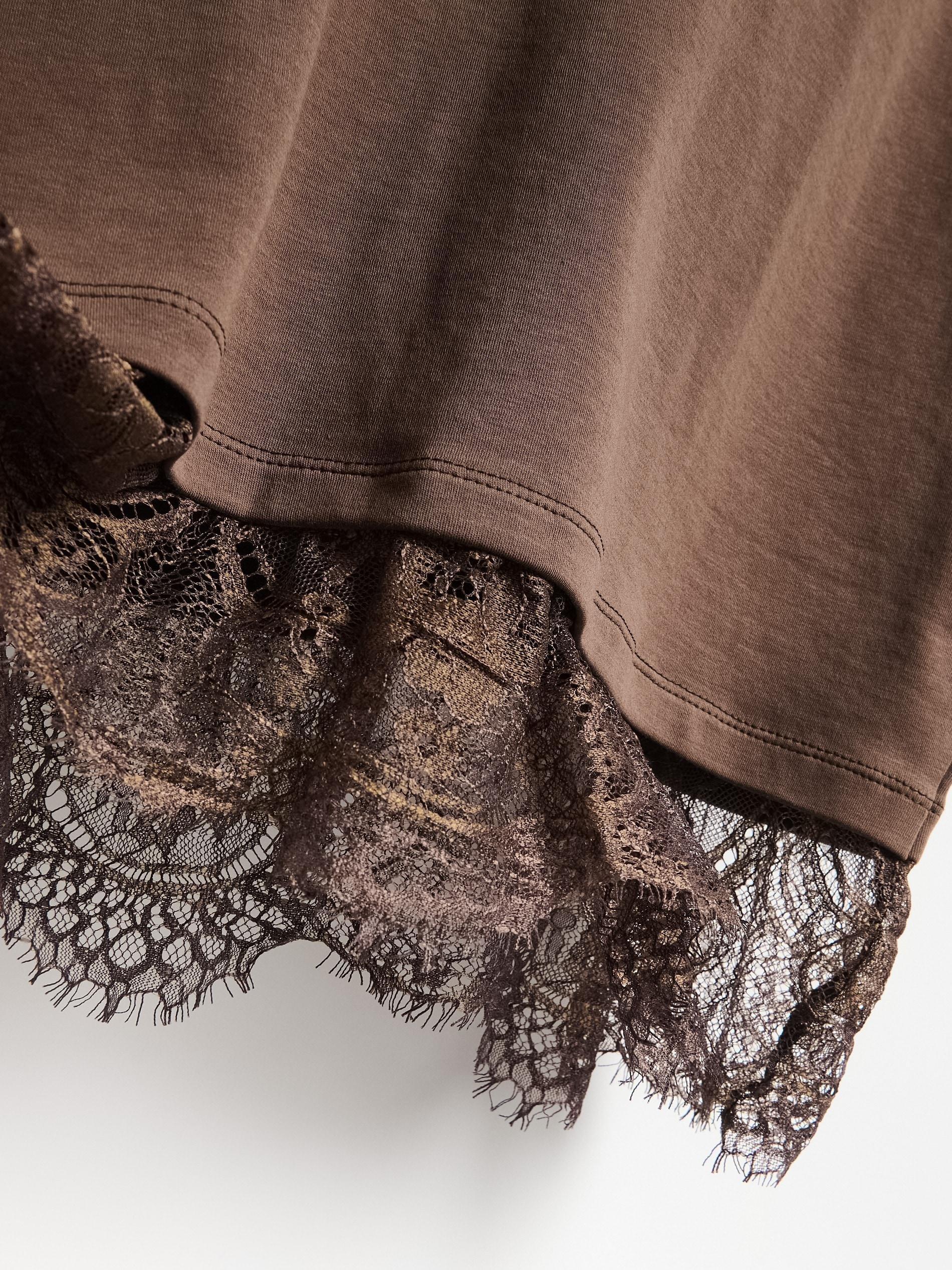 Brown Mercerised Cotton T-Shirt, Brown, medium