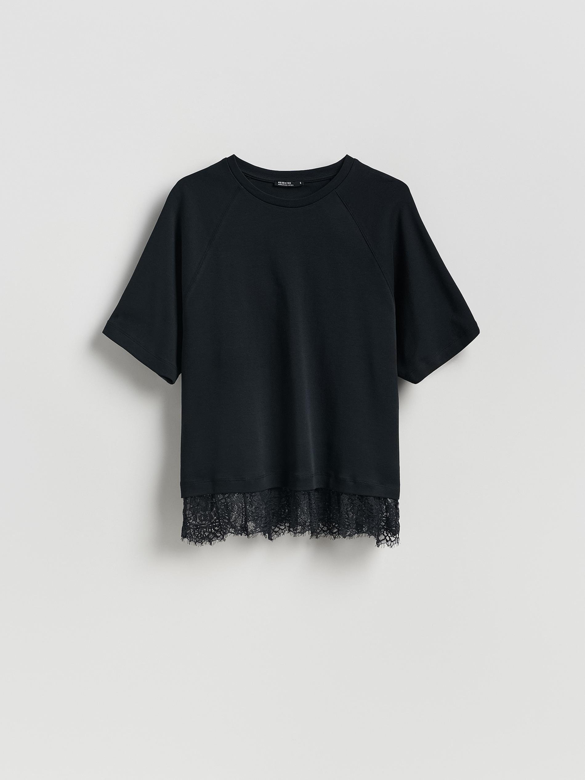 Black Mercerised Cotton T-Shirt, Black, large image number 2