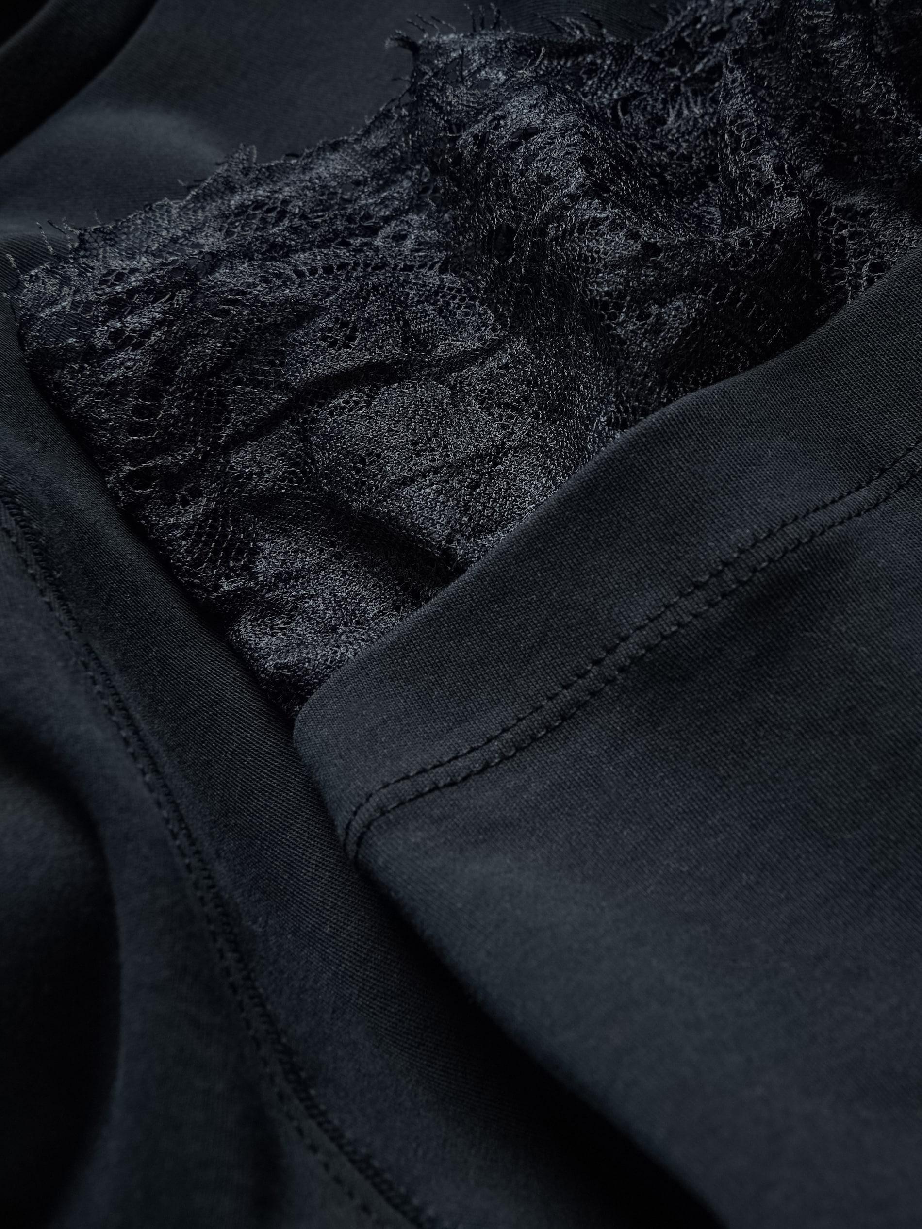 Black Mercerised Cotton T-Shirt, Black, large image number 3