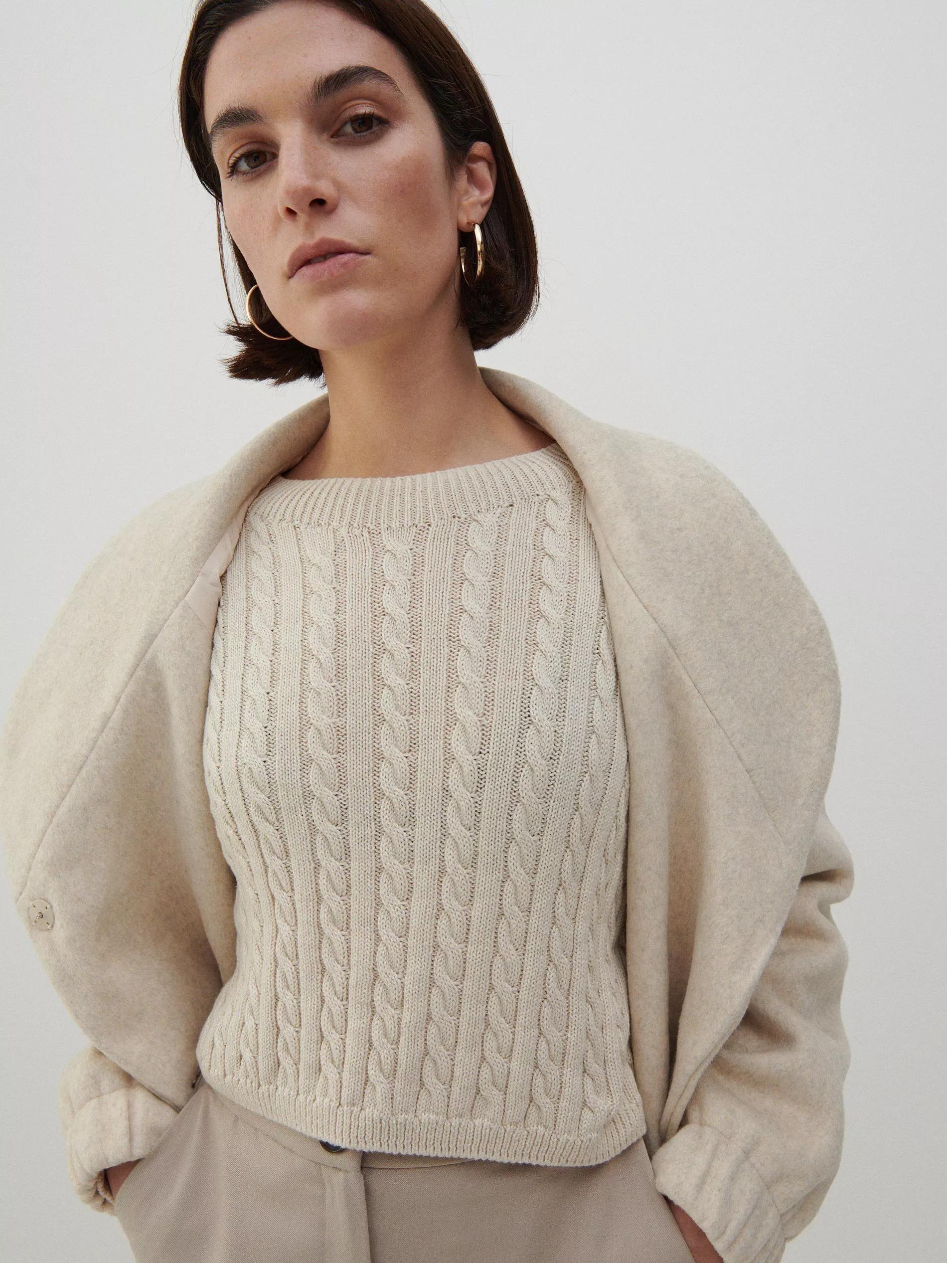 Nude Jumper With Decorative Knit, , large image number 0