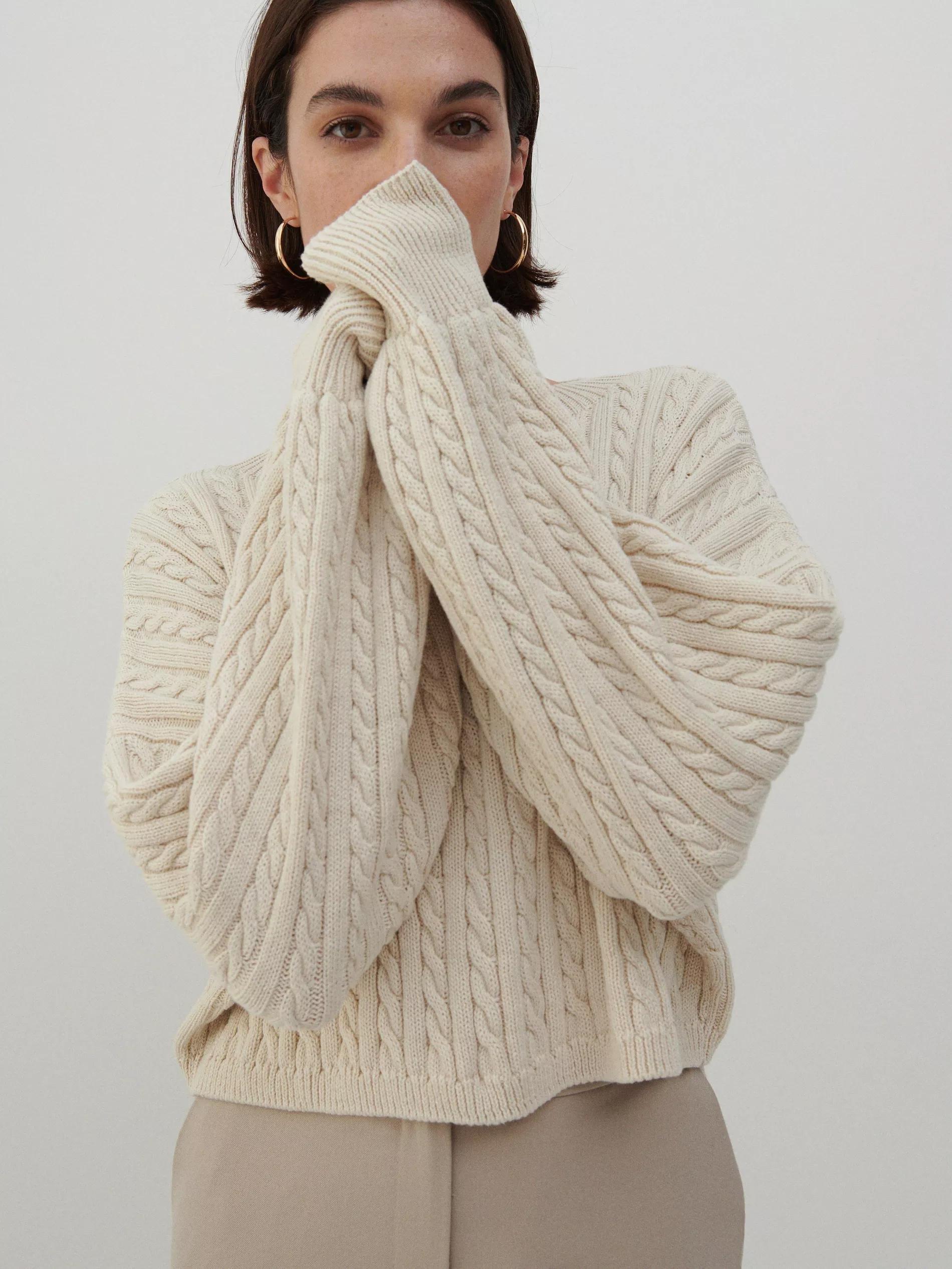 Nude Jumper With Decorative Knit, , large image number 1