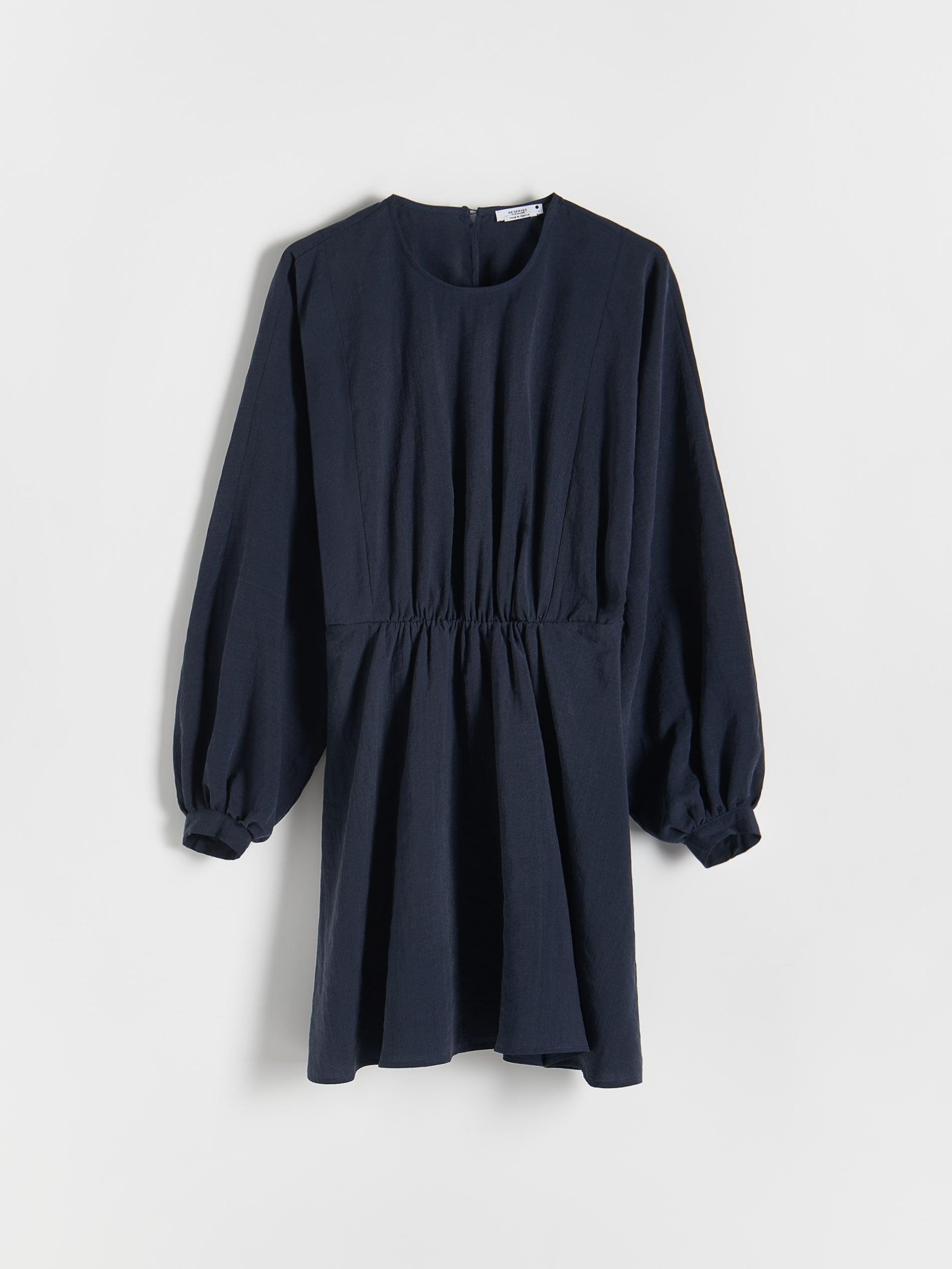 Navy Tencel Lyocell Rich Mini Dress, , large image number 2