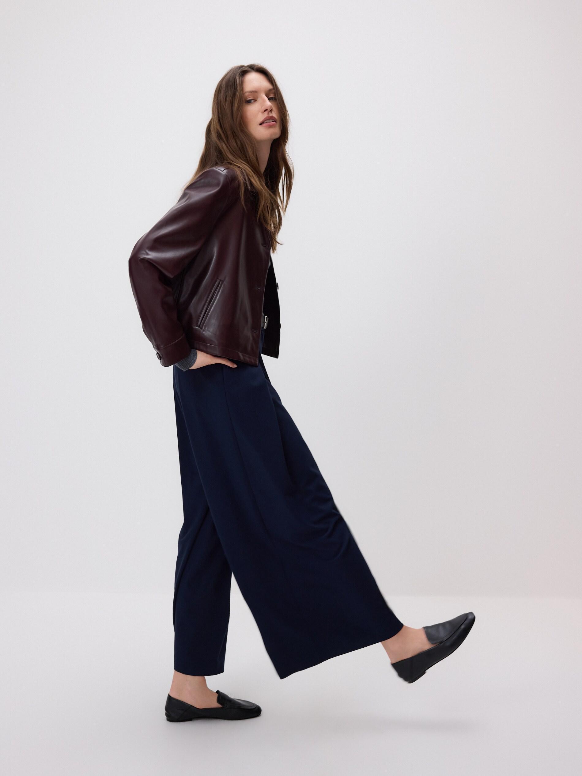 Navy Trousers With Tie Waist Belt, Navy, large image number 0