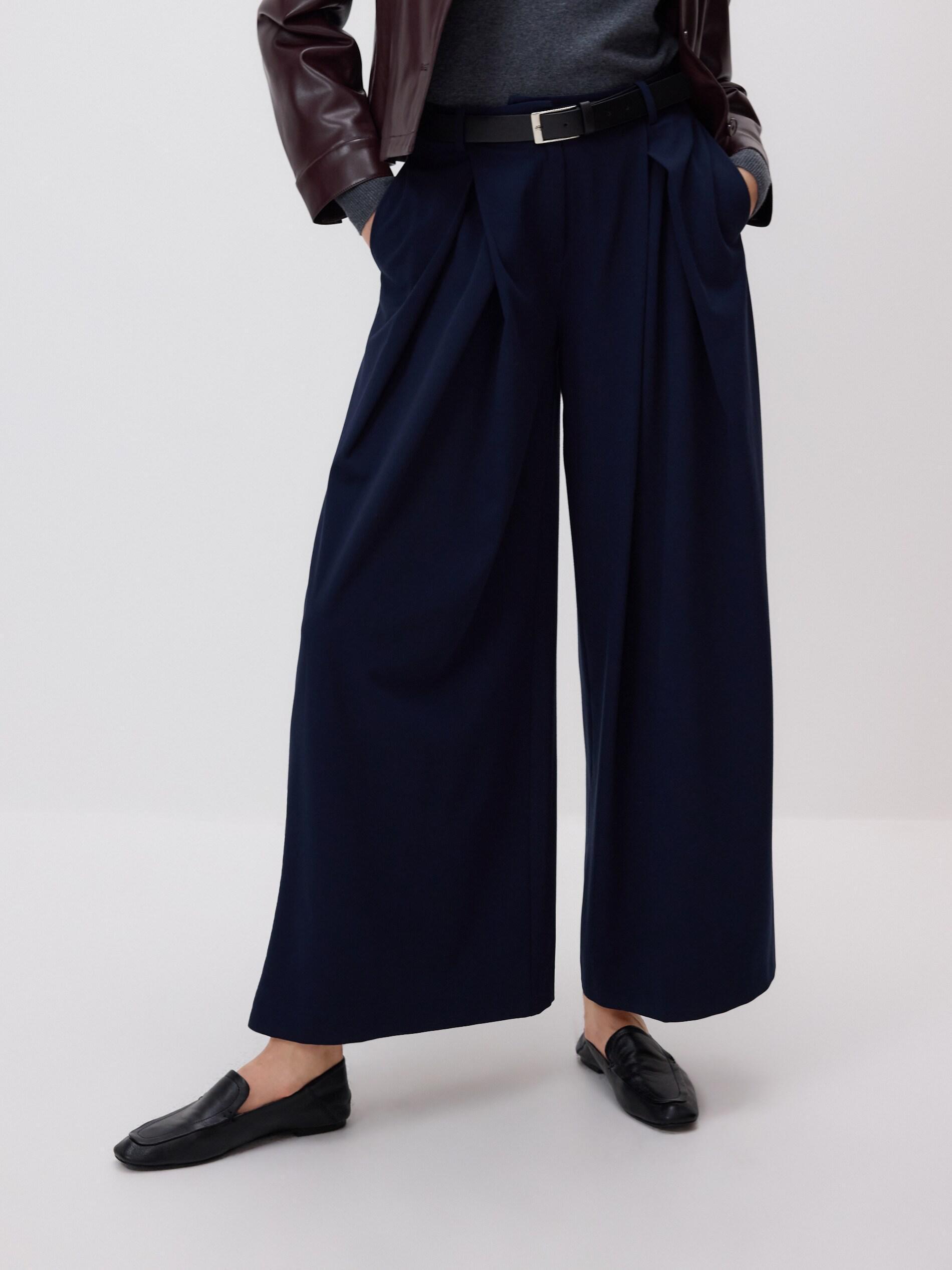 Navy Trousers With Tie Waist Belt, Navy, medium