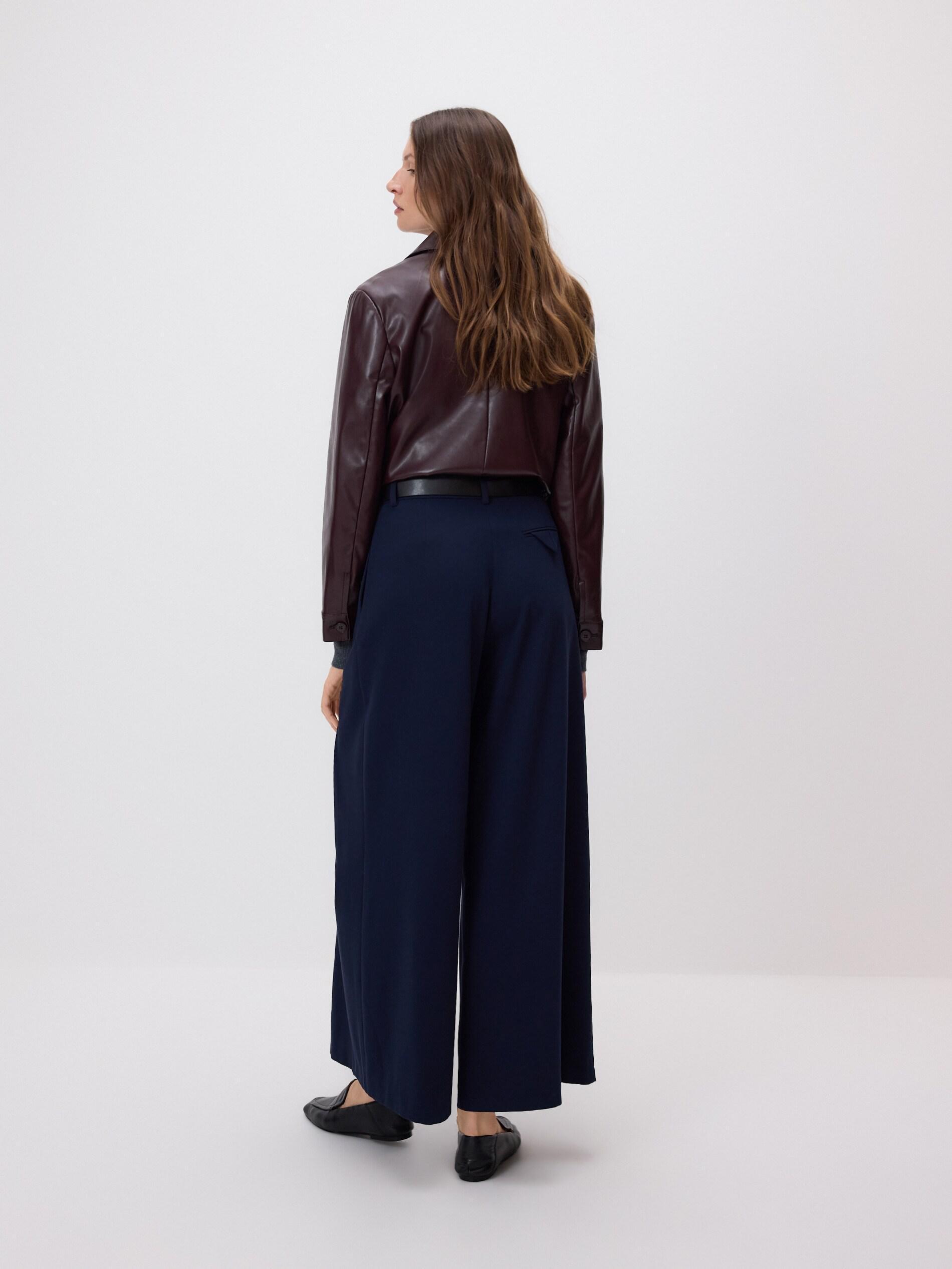 Navy Trousers With Tie Waist Belt, Navy, medium