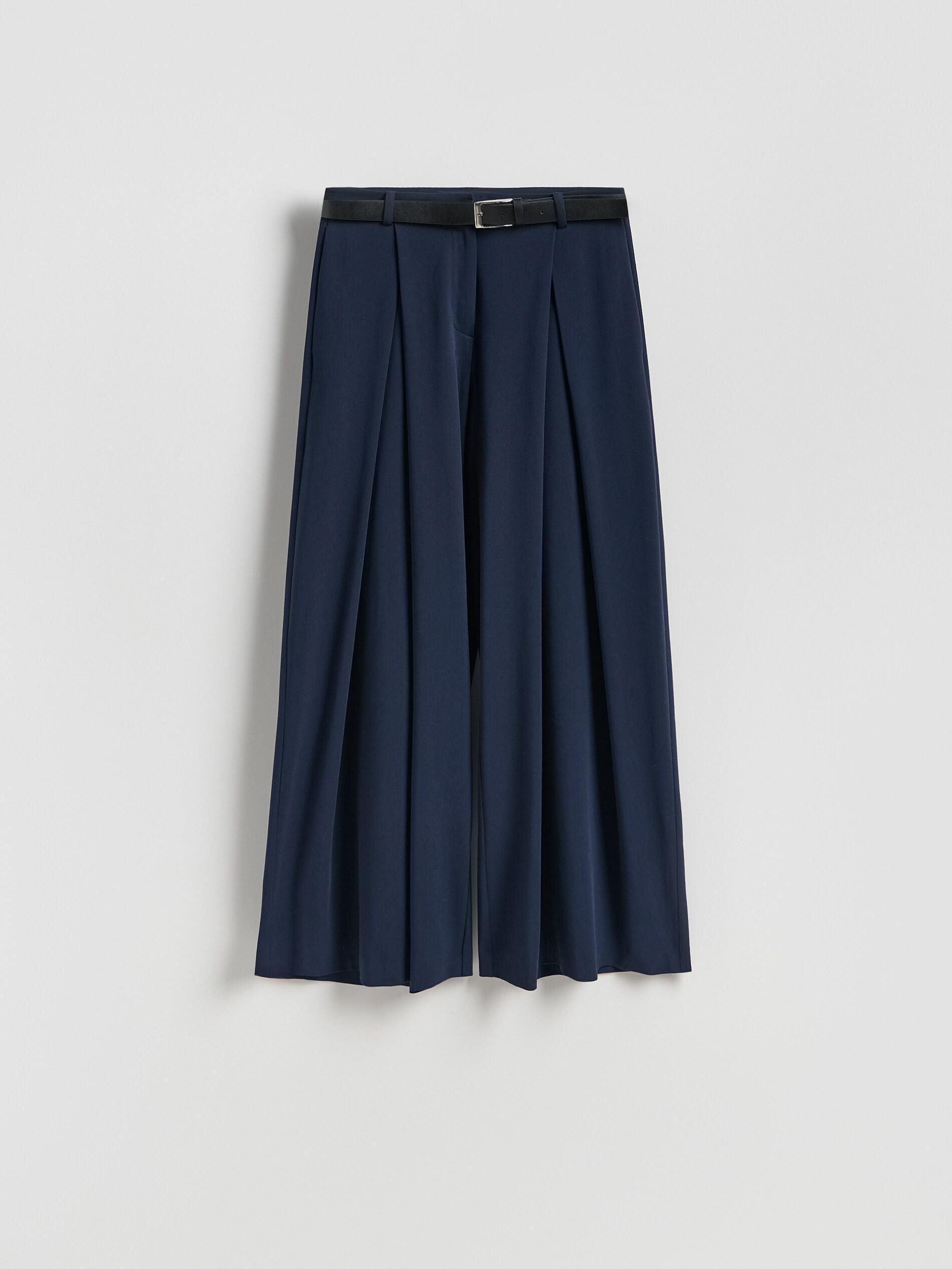 Navy Trousers With Tie Waist Belt, Navy, large image number 4