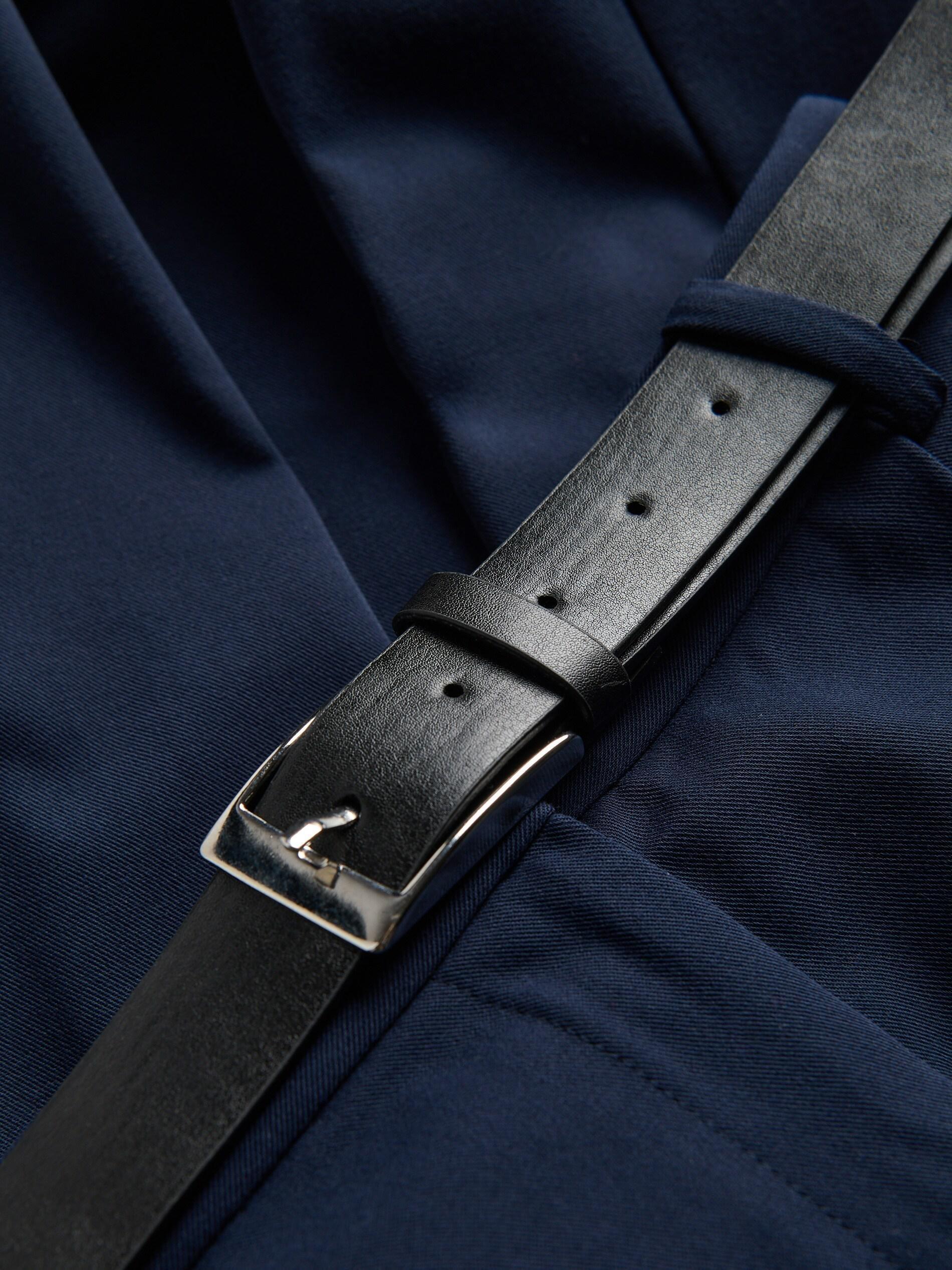 Navy Trousers With Tie Waist Belt, Navy, large image number 5