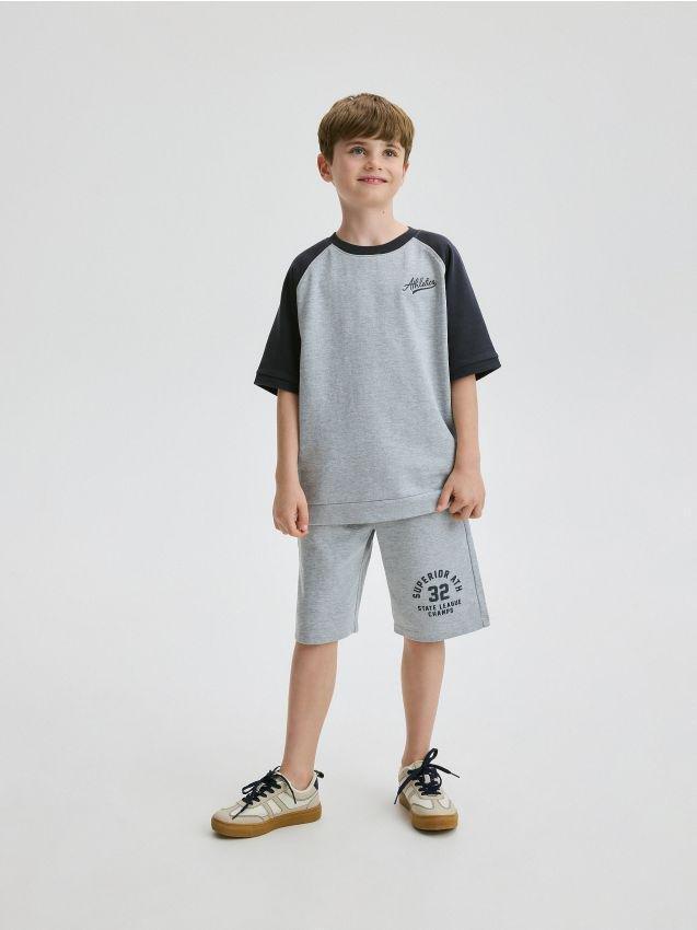 Grey Printed Cotton Co-Ord Set, Kids Boys, , large image number 0