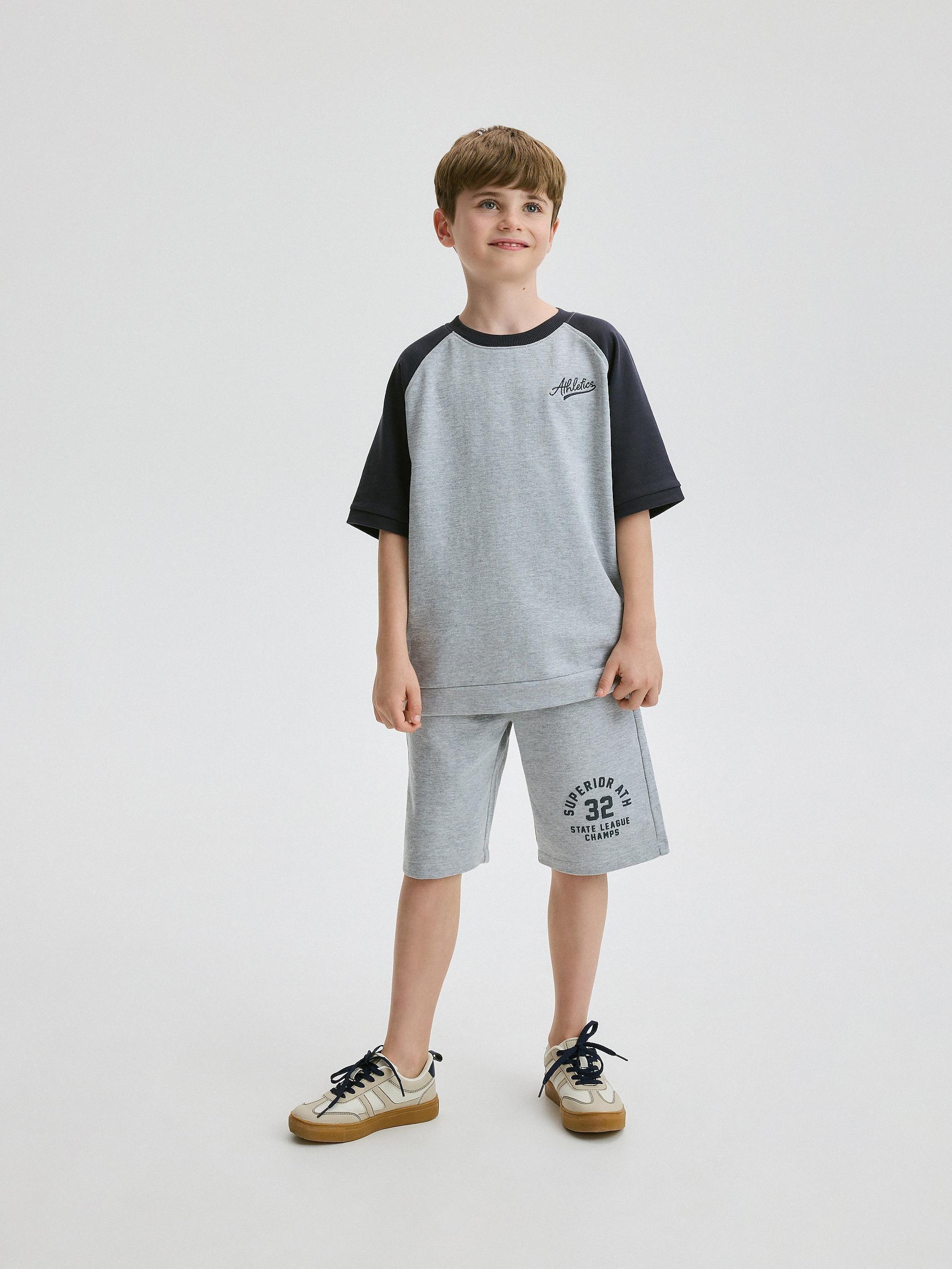 Grey Printed Cotton Co-Ord Set, Kids Boys, , large image number 1