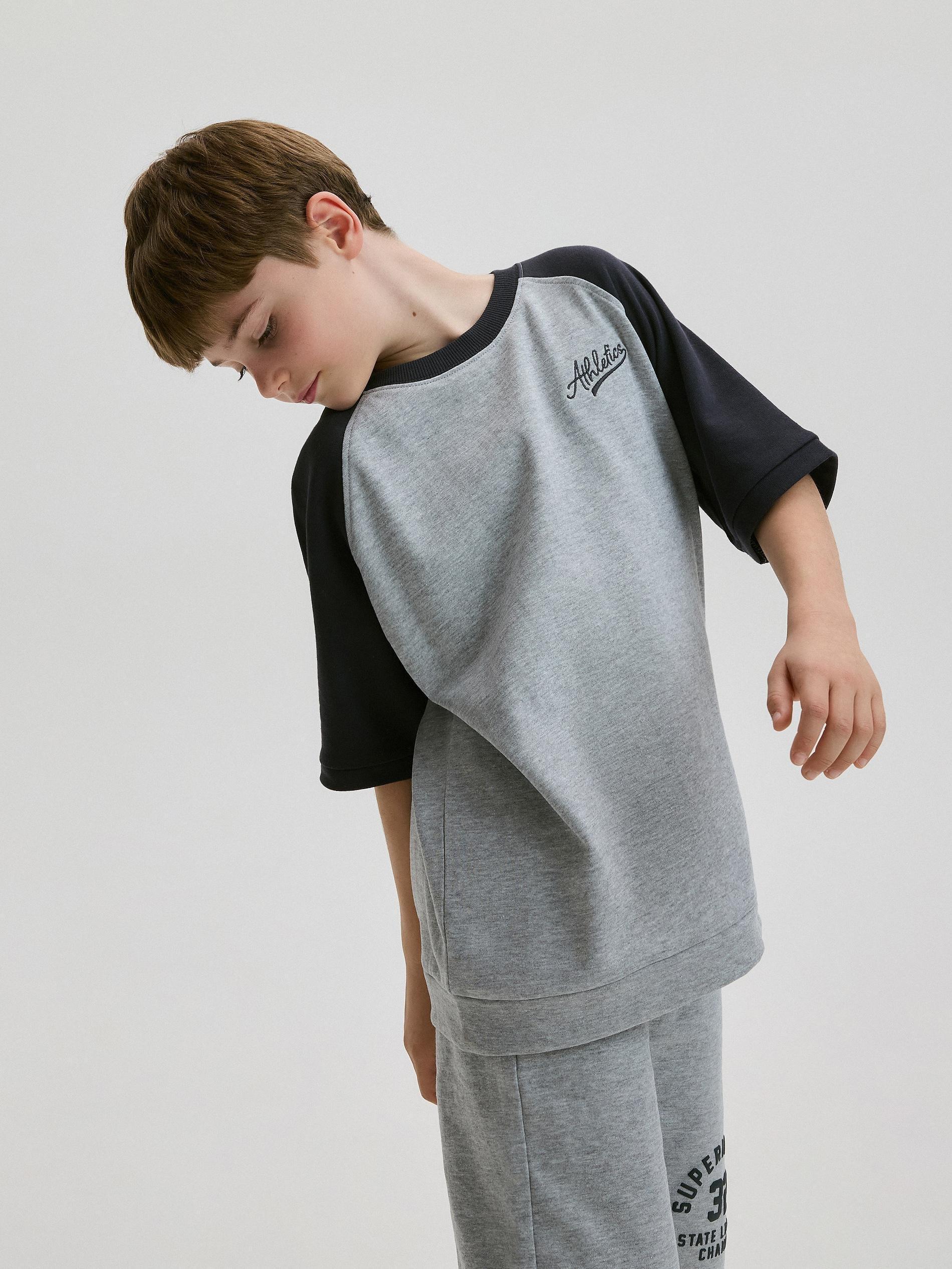 Grey Printed Cotton Co-Ord Set, Kids Boys, , large image number 3