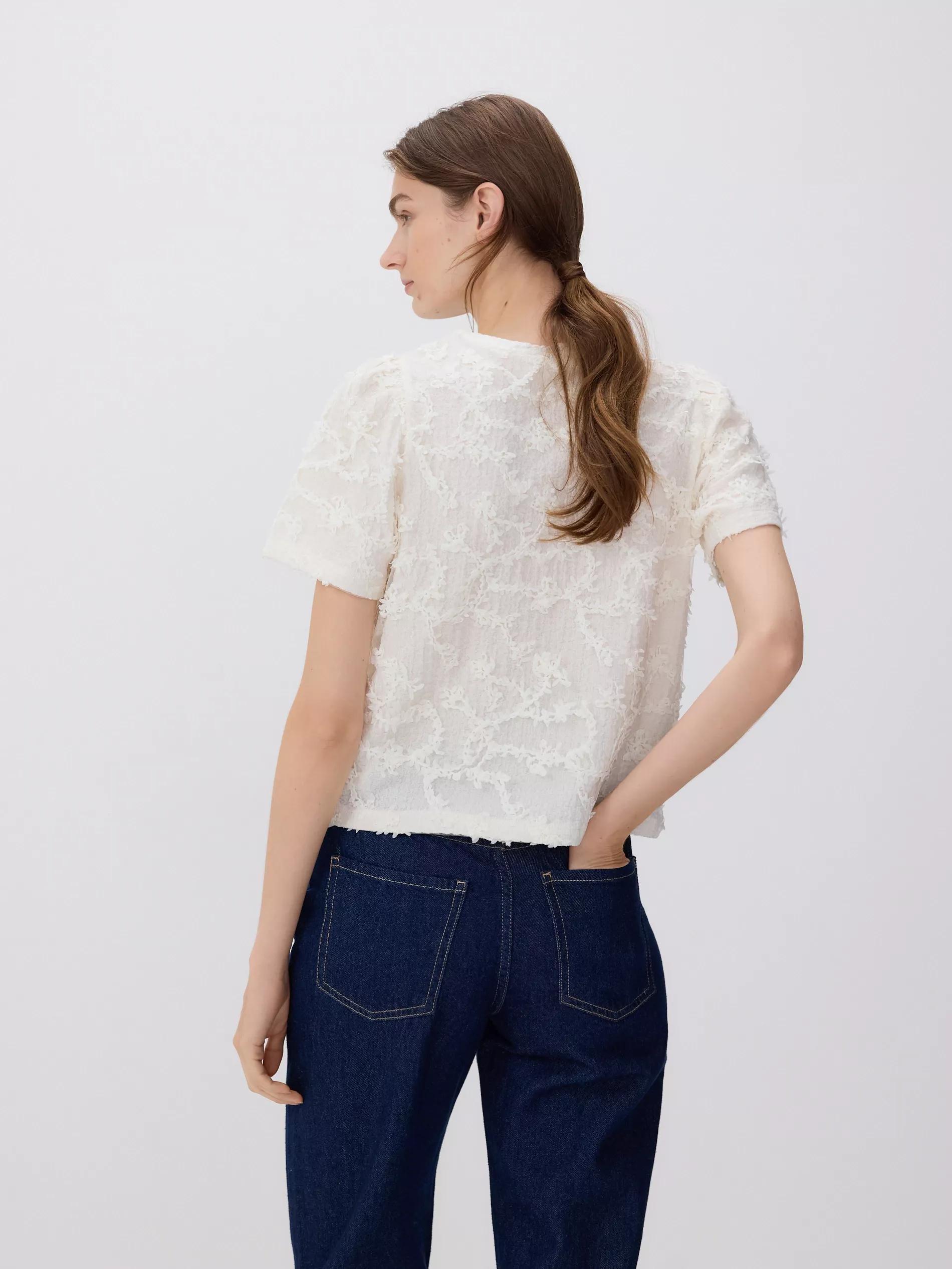Cream Top With Appliques, Ivory, large image number 2