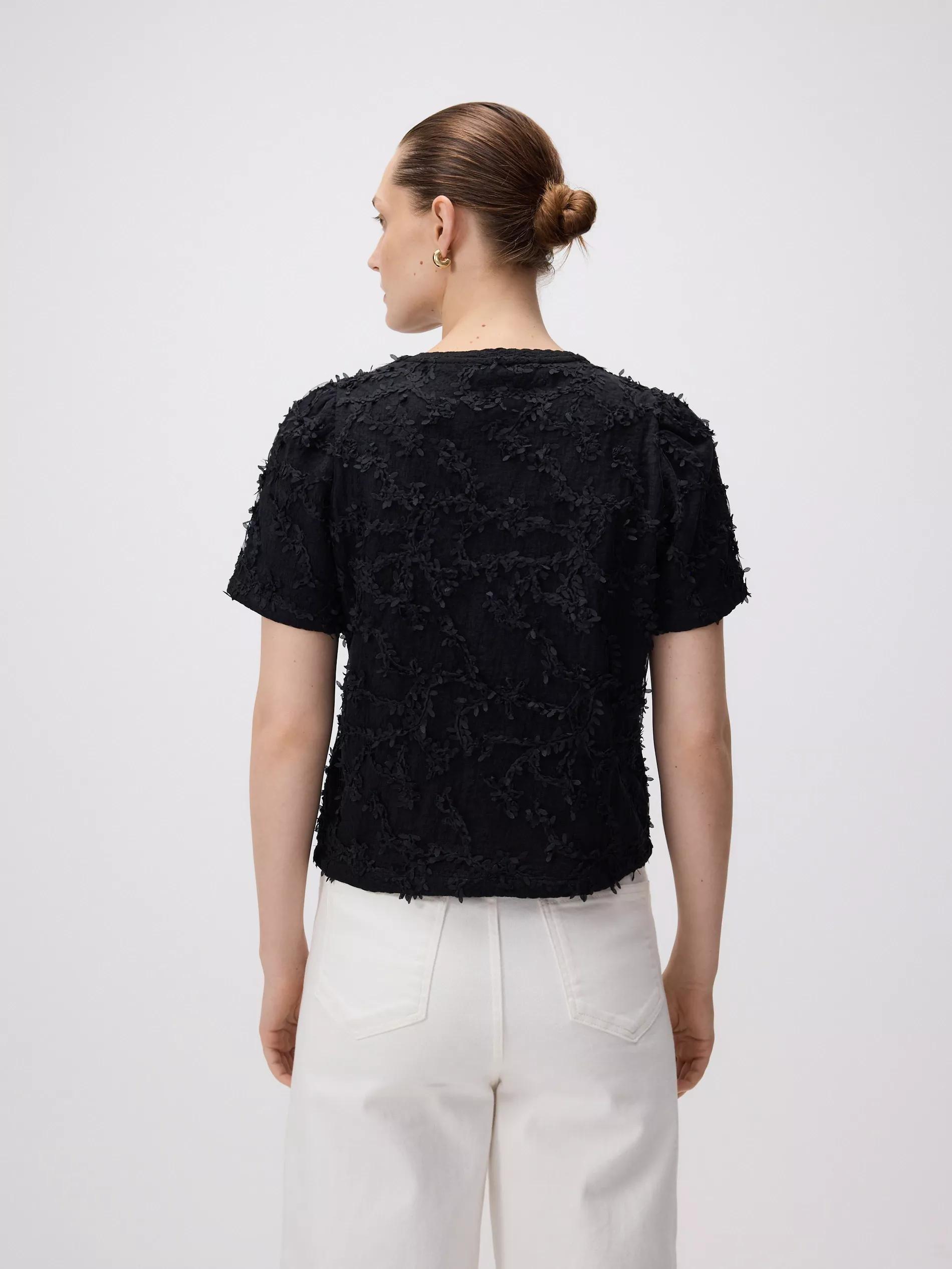 BLACK Top with appliques, Black, large image number 4