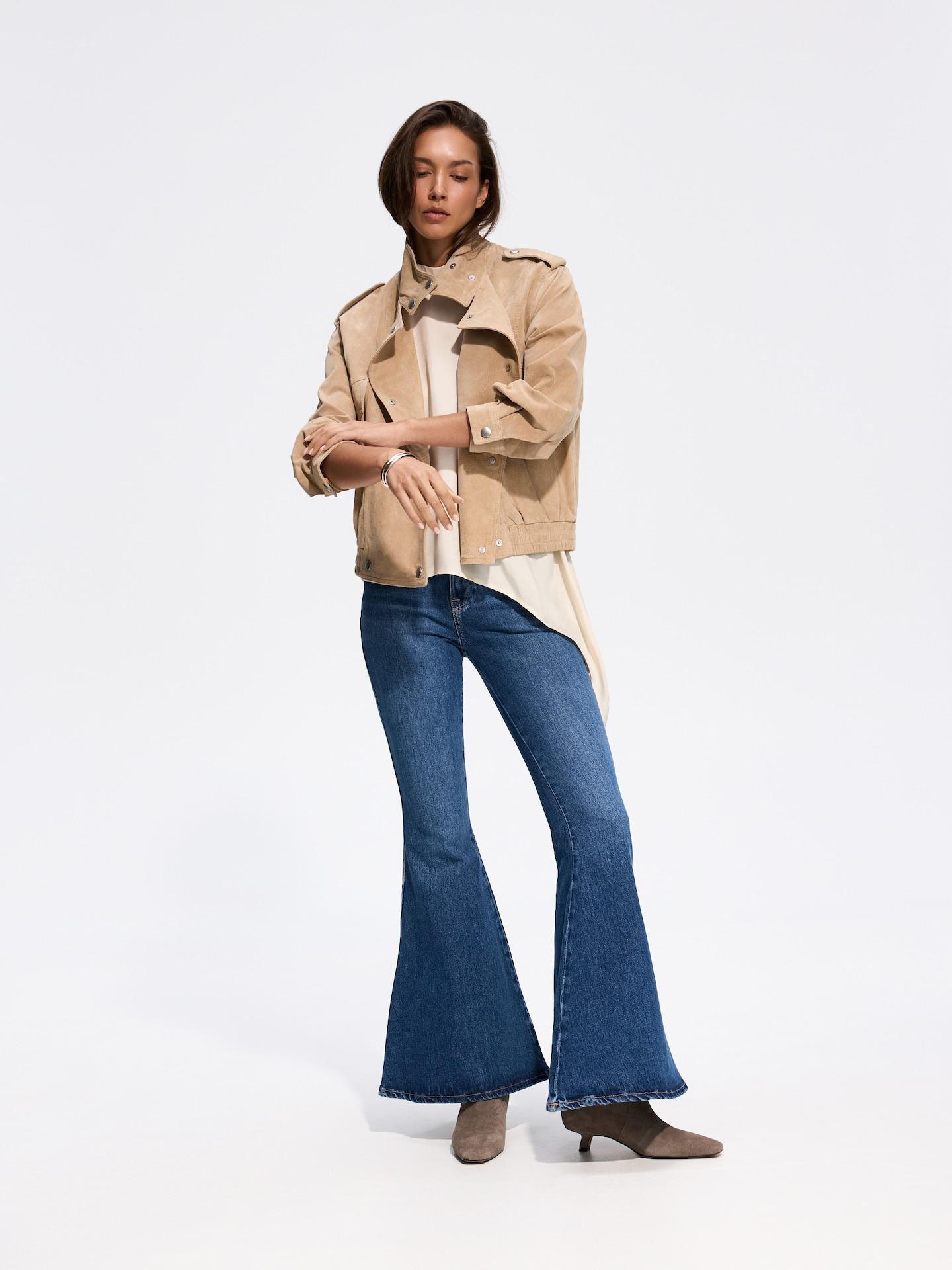 Beige Natural Leather Jacket, Beige, large image number 1