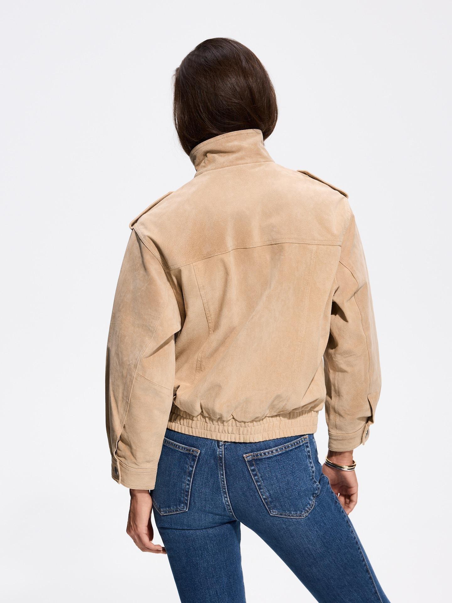 Beige Natural Leather Jacket, Beige, large image number 3