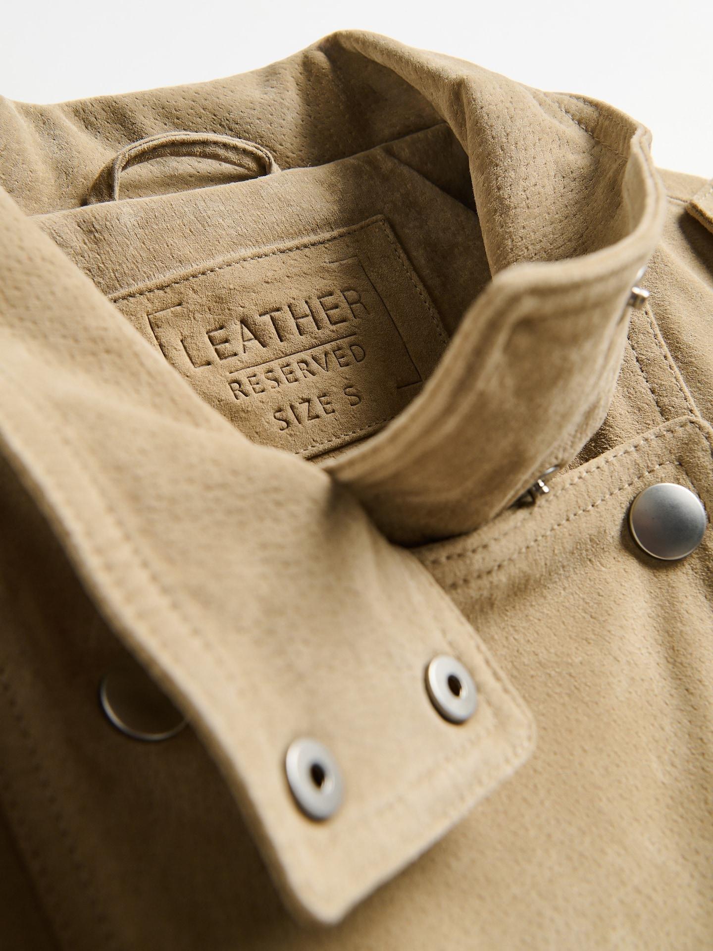 Beige Natural Leather Jacket, Beige, large image number 6
