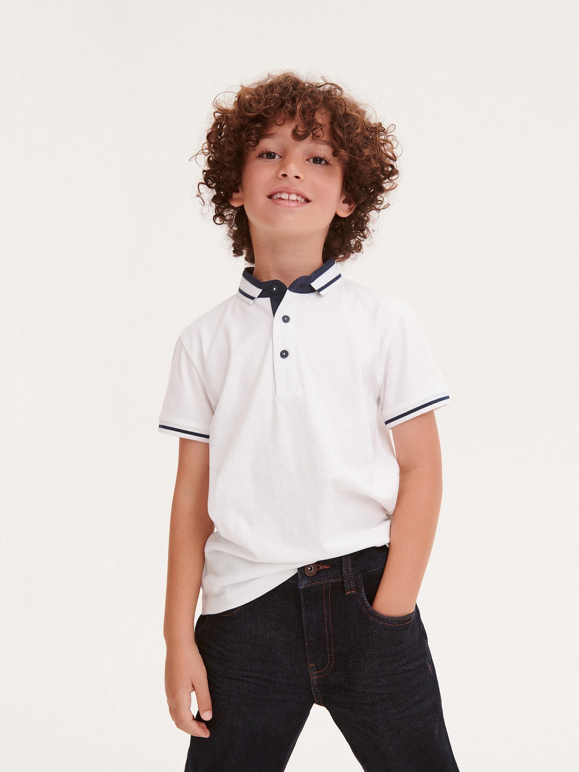 White Cotton Polo Shirt, , large image number 0