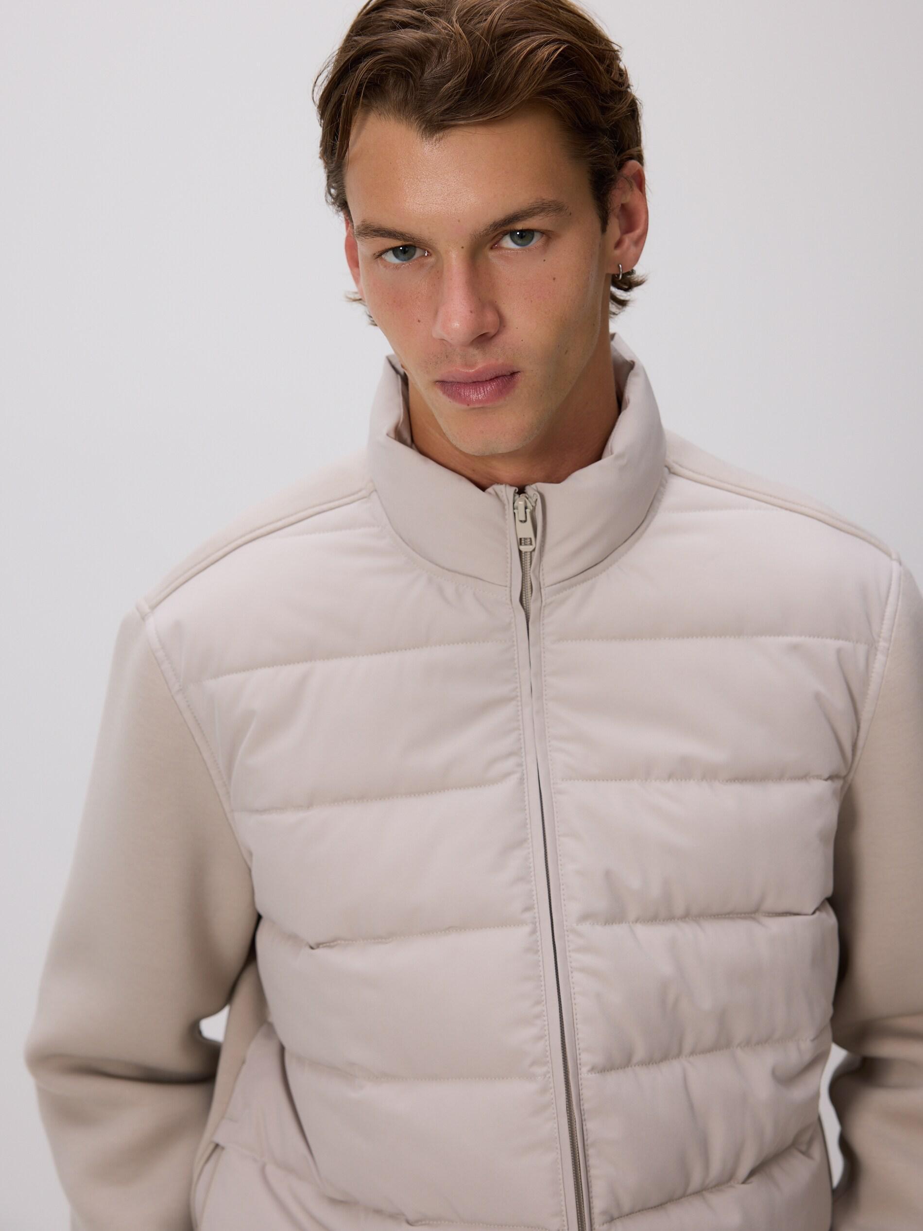 Beige Jacket With Stand Up Collar, Beige, medium