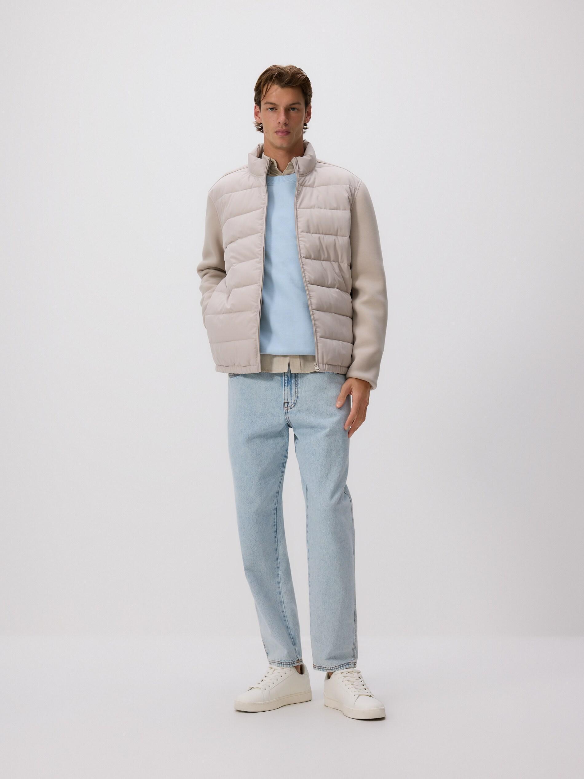 Beige Jacket With Stand Up Collar, Beige, medium