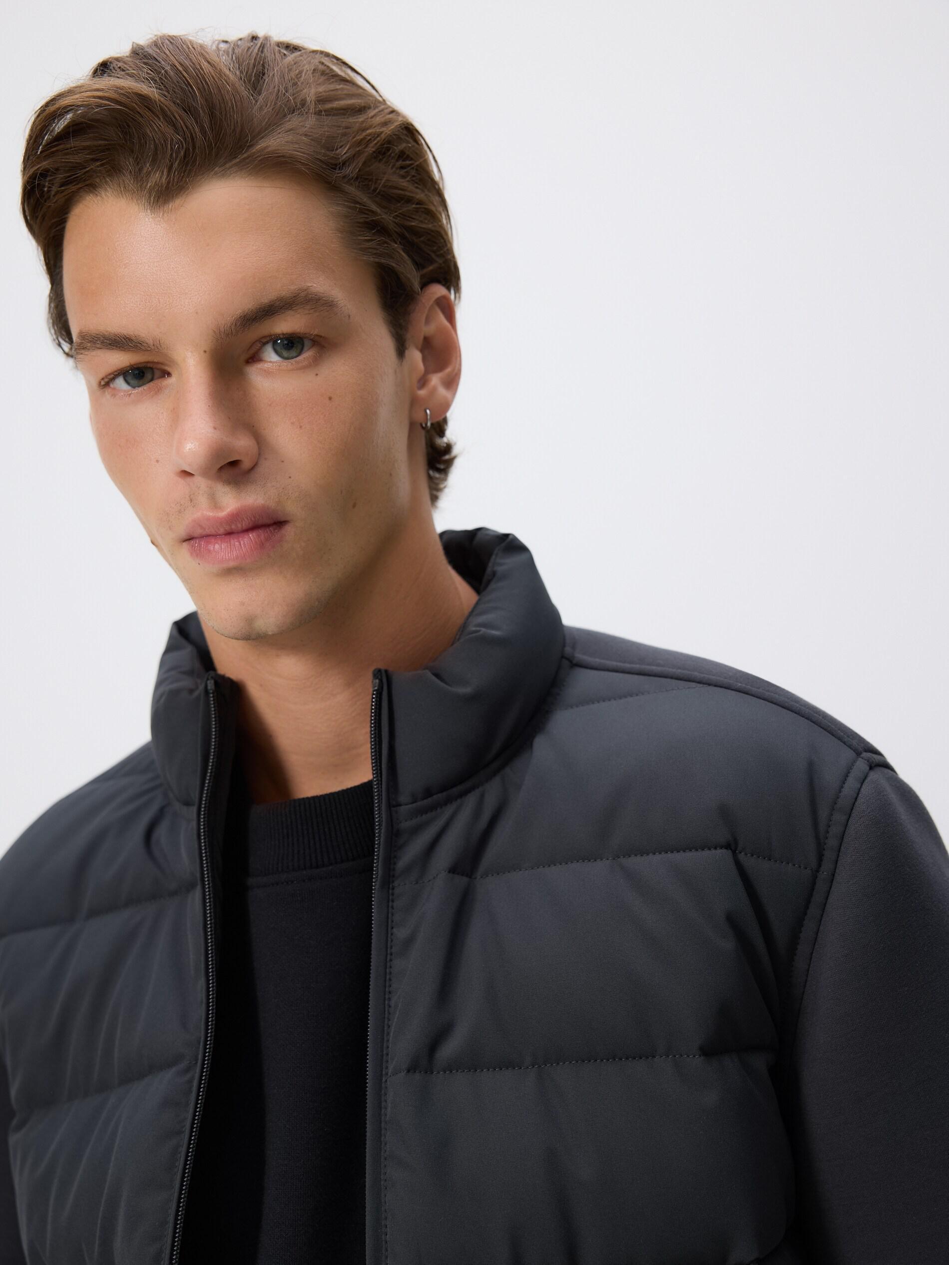 Navy Jacket With Stand Up Collar, Blue, medium