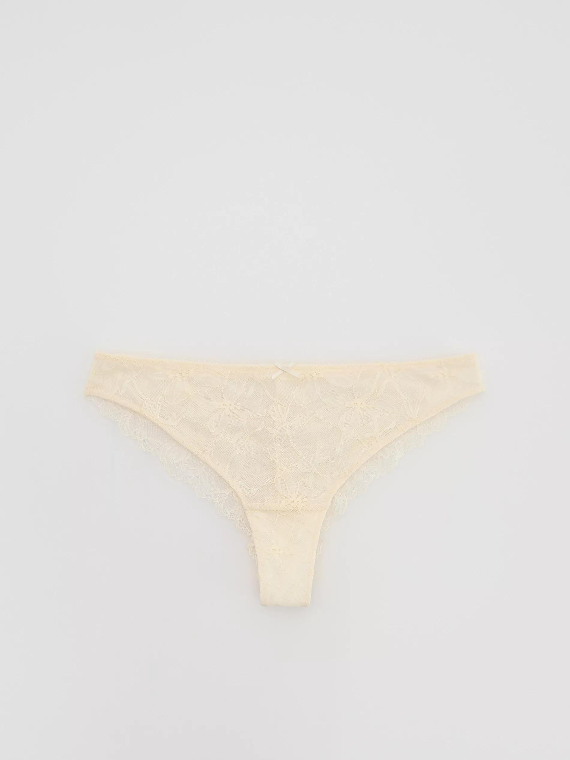 CREAM Lace Brazilian knickers, Ivory, large image number 2