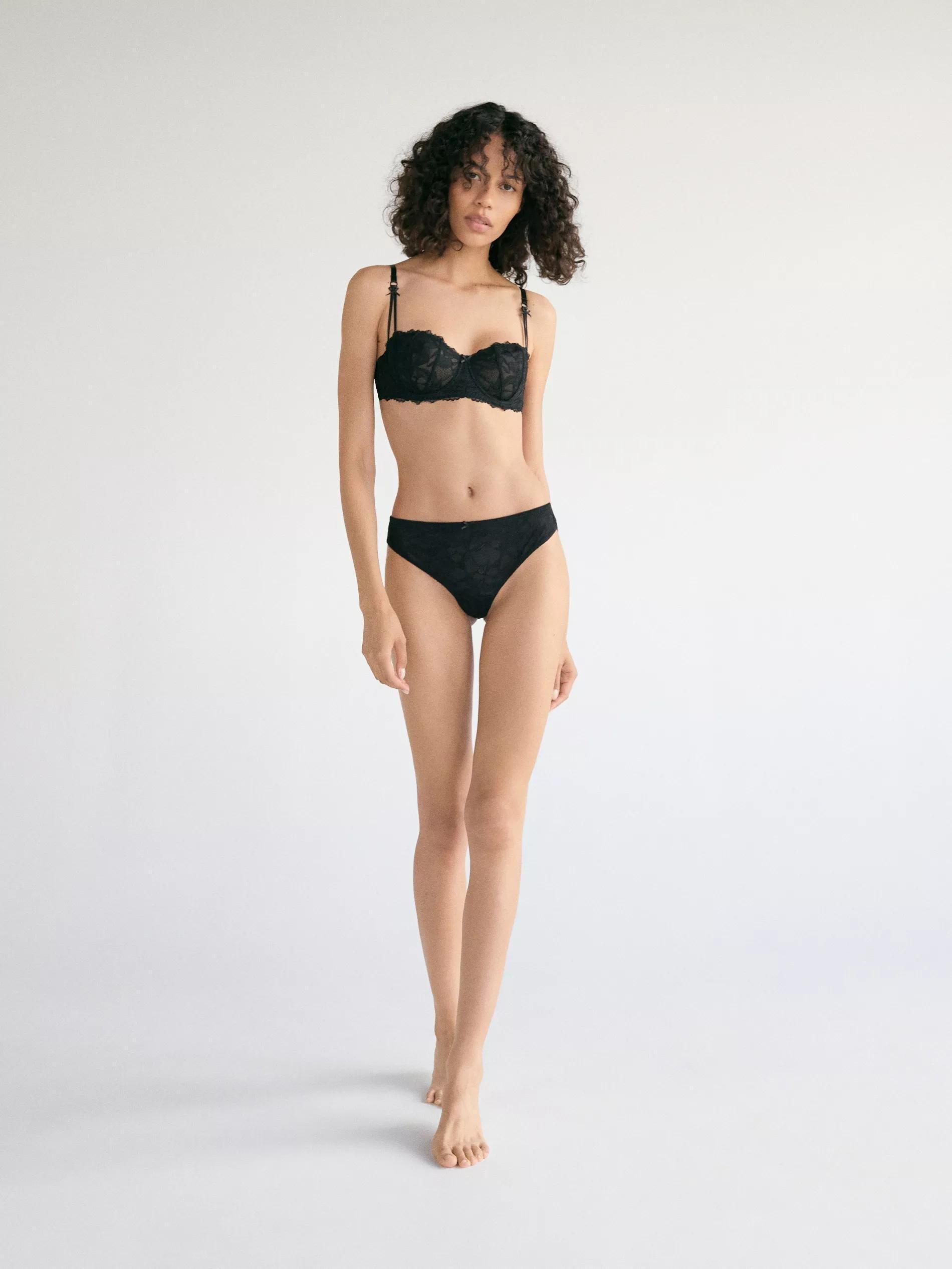 BLACK Lace Brazilian knickers, Black, large image number 0