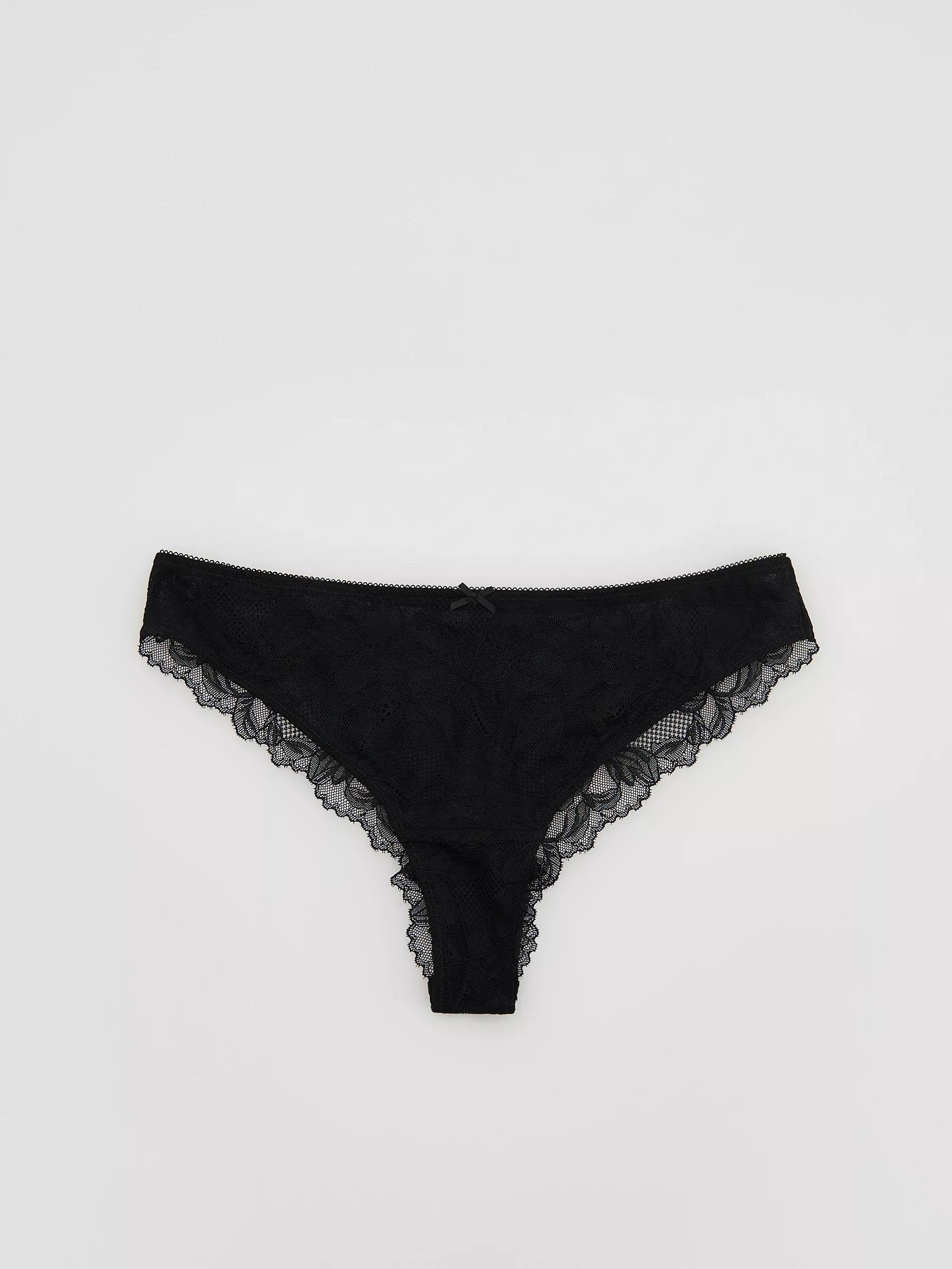BLACK Lace Brazilian knickers, Black, large image number 3