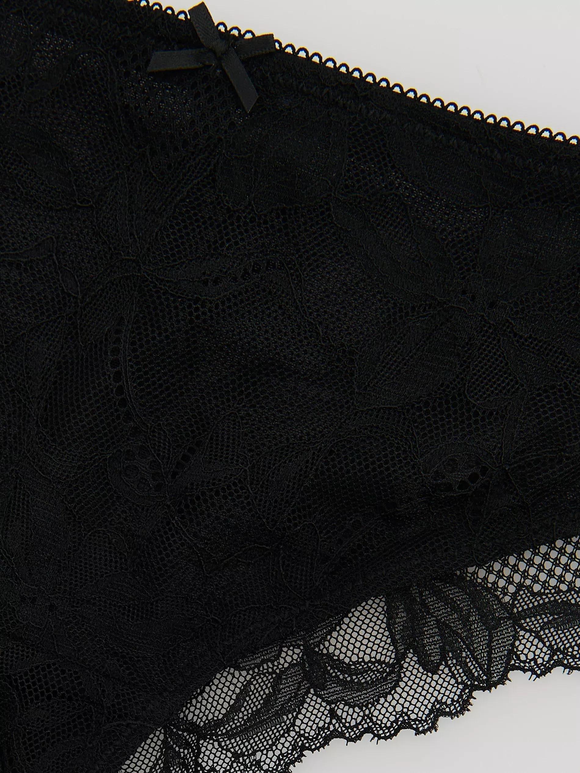 BLACK Lace Brazilian knickers, Black, large image number 4