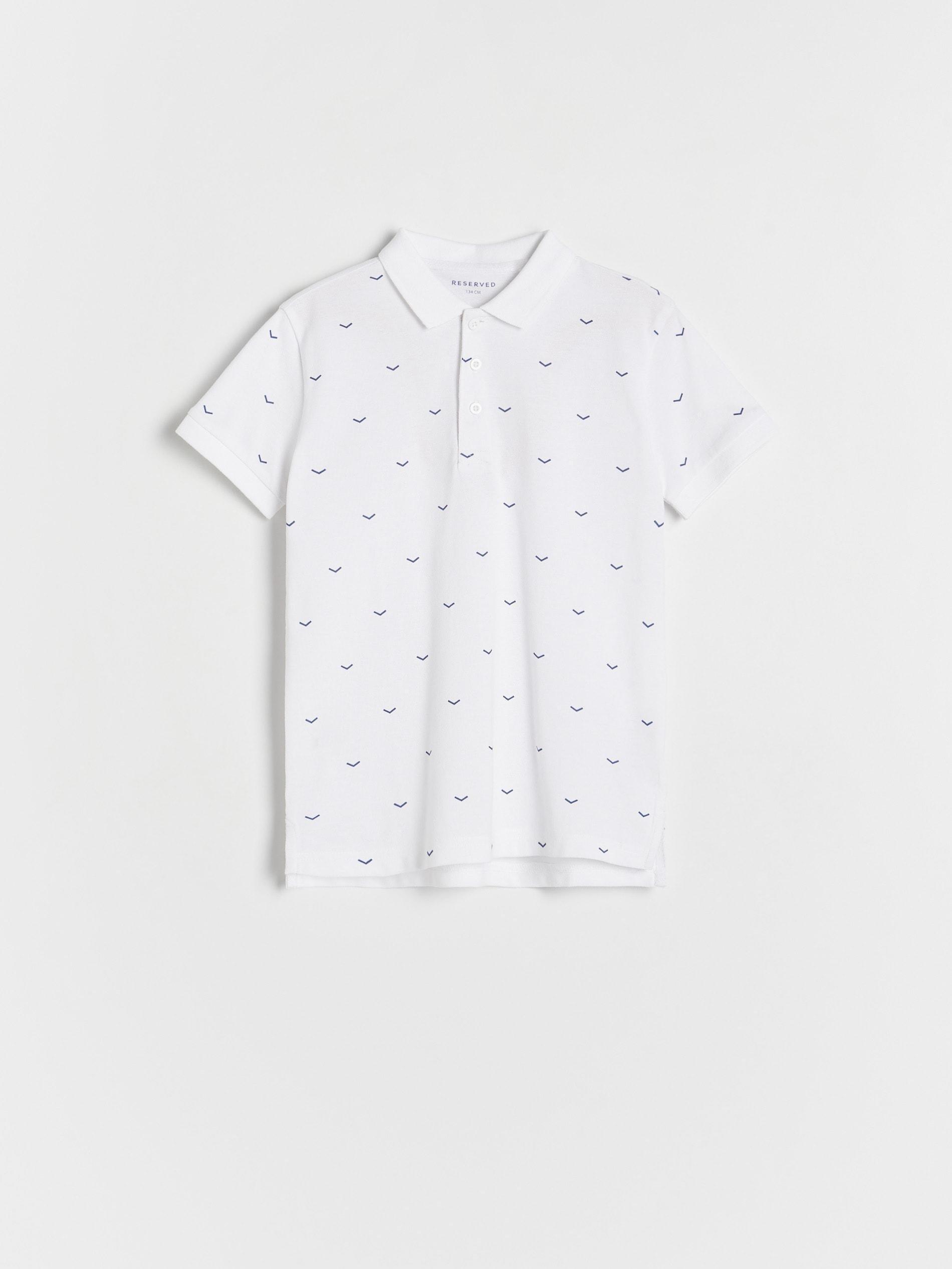 White Printed Polo Shirt, , large image number 1