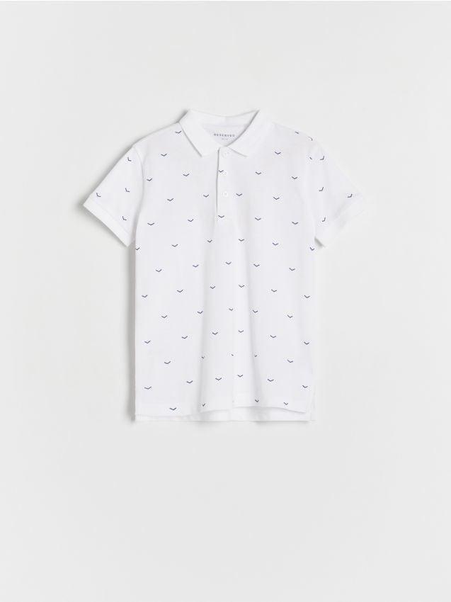 White Printed Polo Shirt, , large image number 3