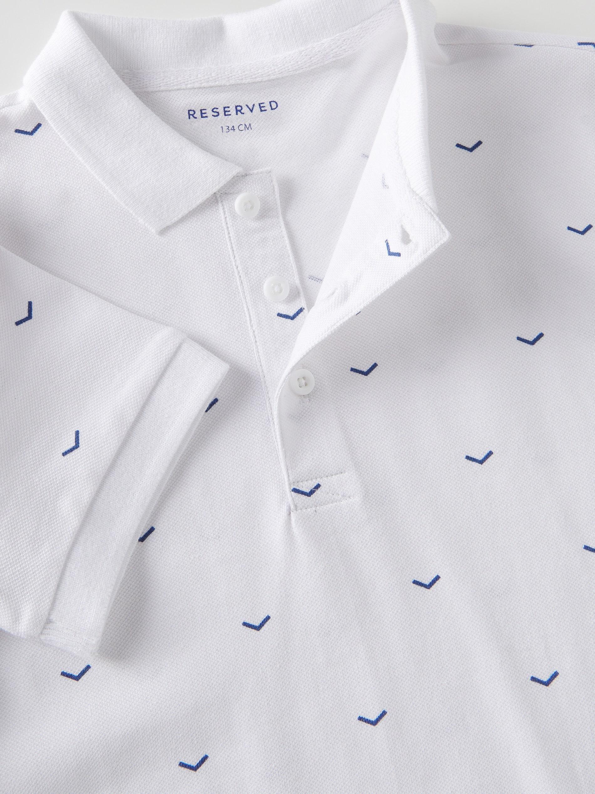 White Printed Polo Shirt, , large image number 6