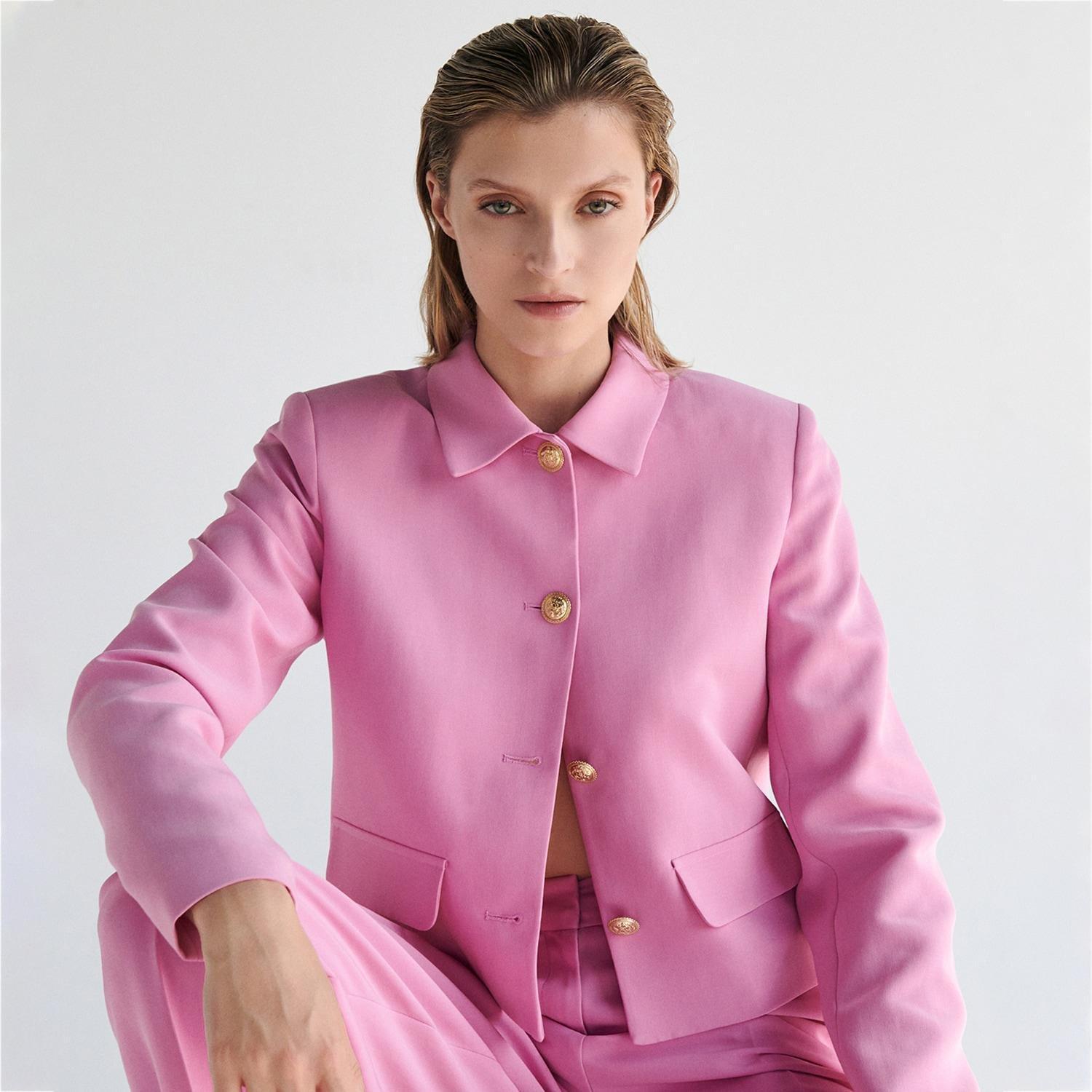 Pink Classic Collar Jacket, , large image number 1