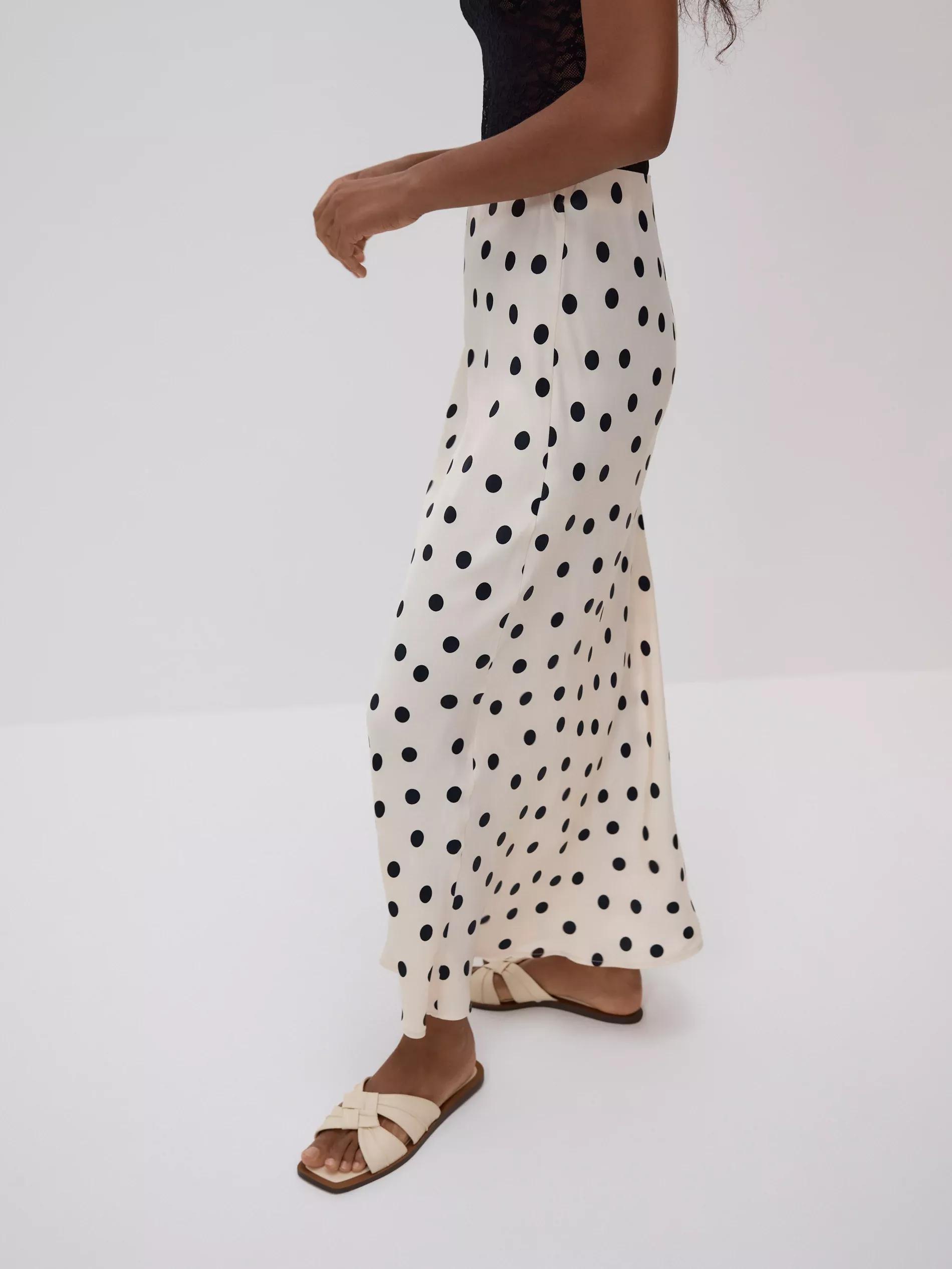 Cream Polka Dot Maxi Skirt, , large image number 2