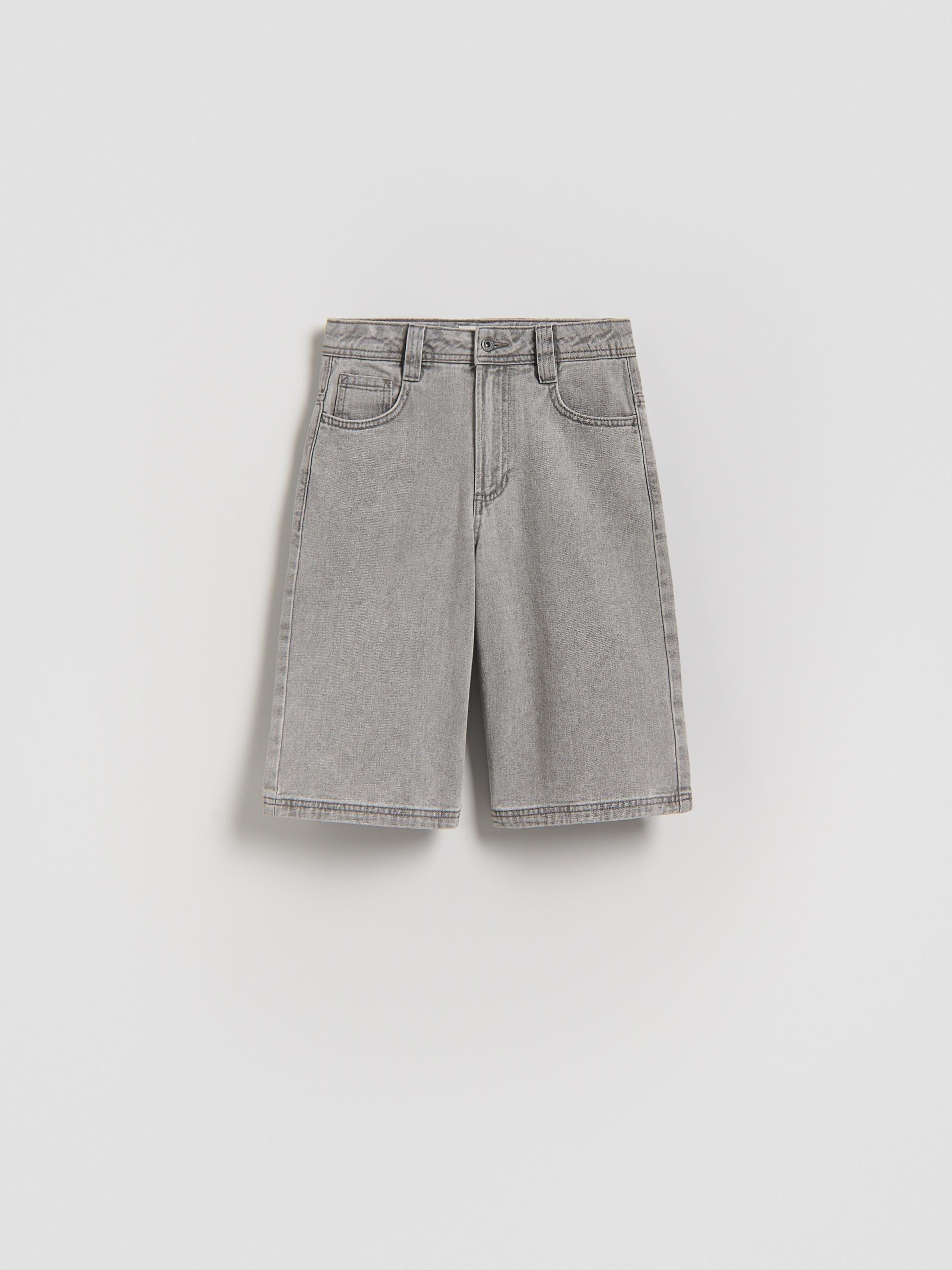 Grey Denim Shorts, Light grey, large image number 0