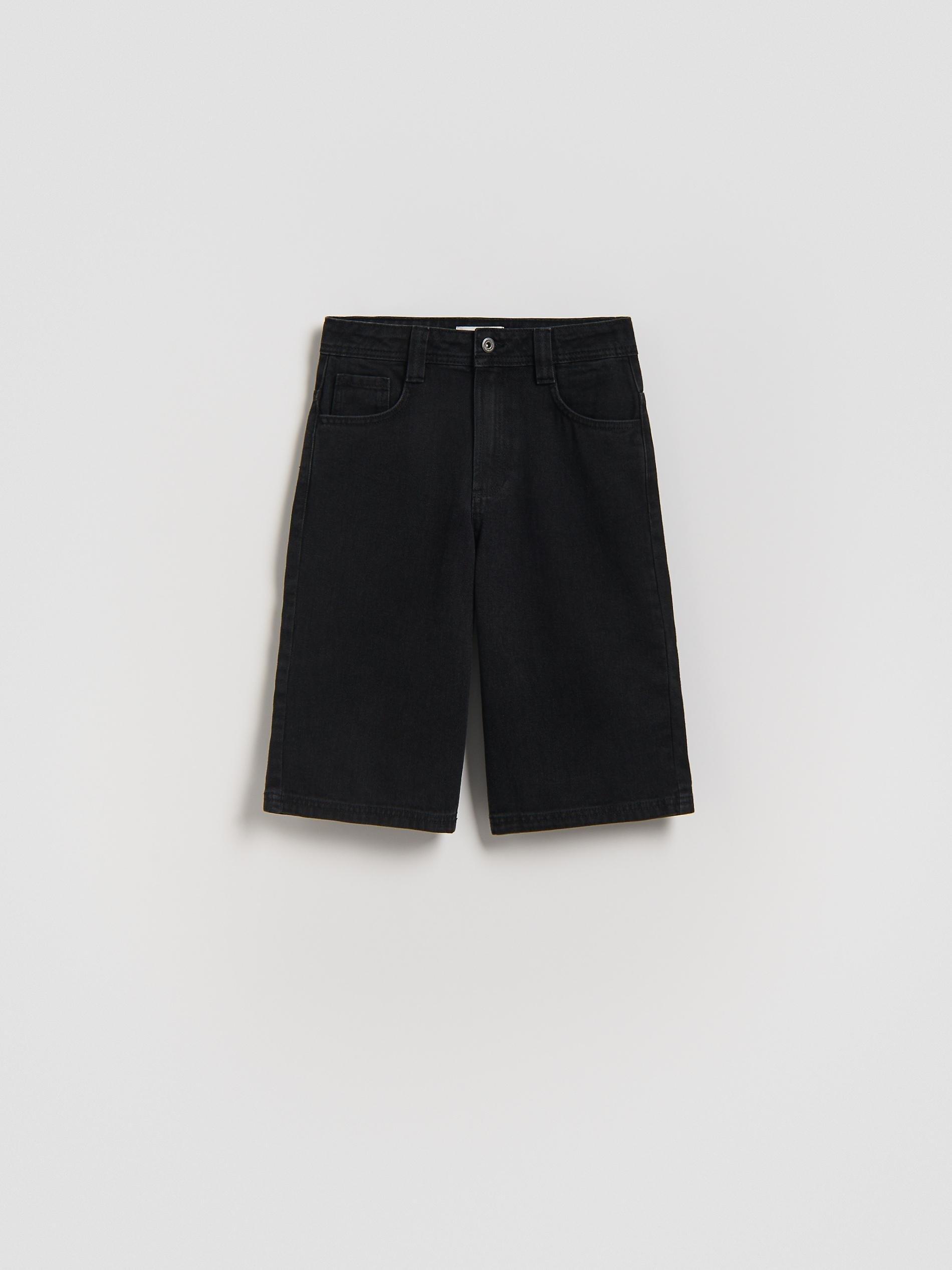 Black Denim Shorts, Black, large image number 0