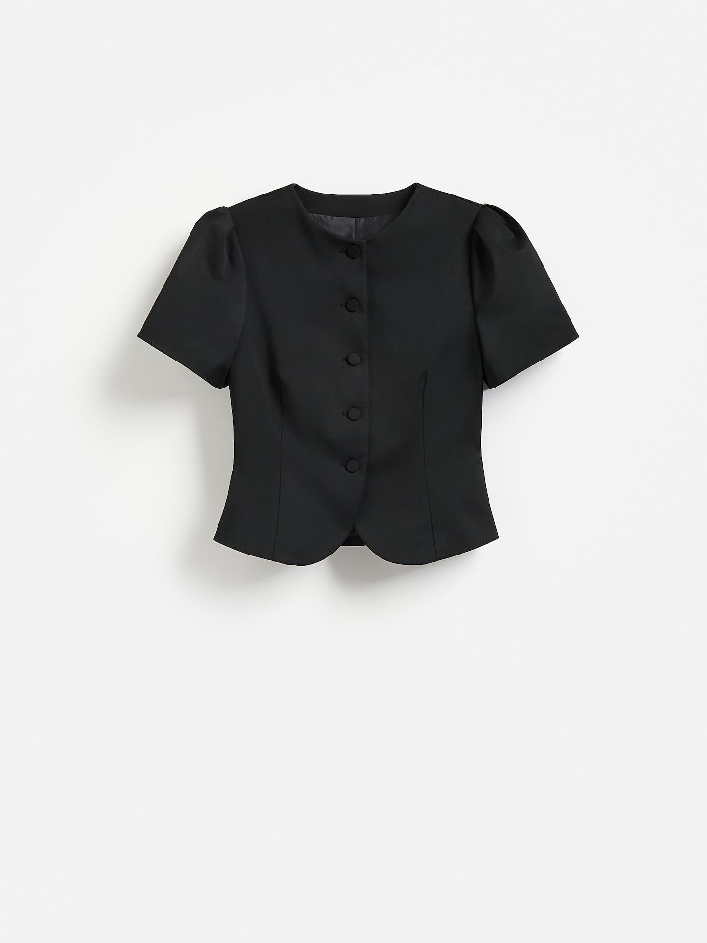 Black Short-Sleeved Blazer, Black, large image number 3