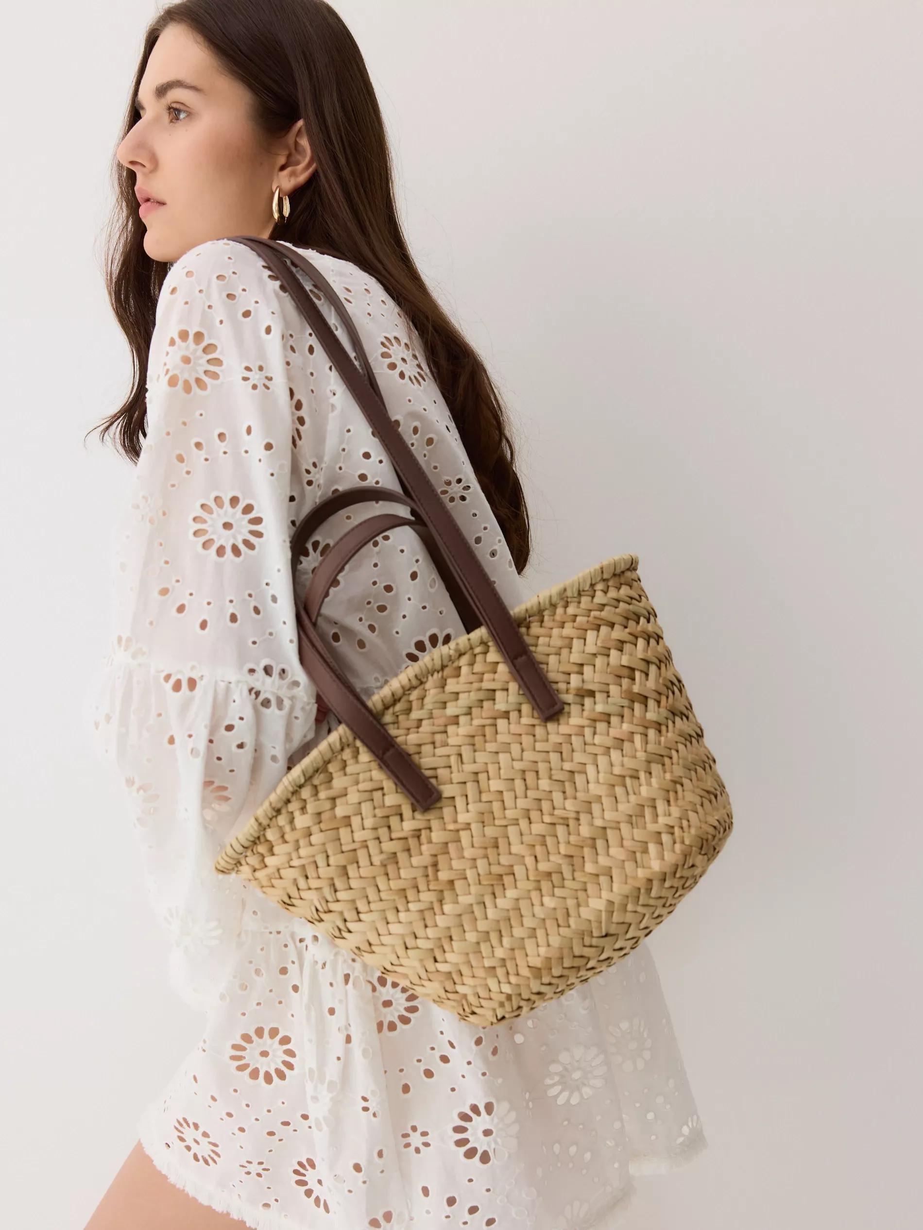 Beige Woven Bag, Beige, large image number 0