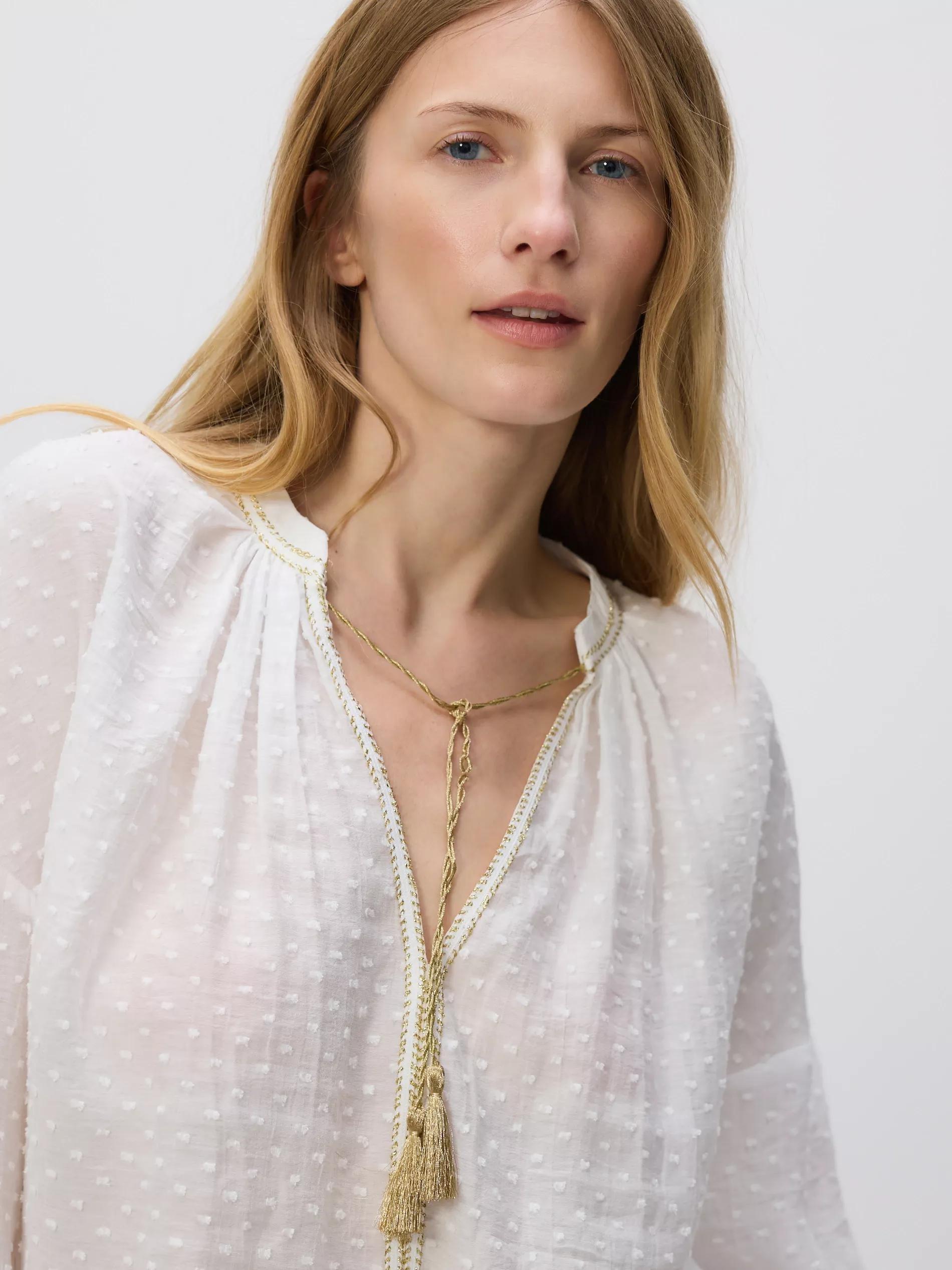 White Blouse With Decorative Tie Detail, White, medium