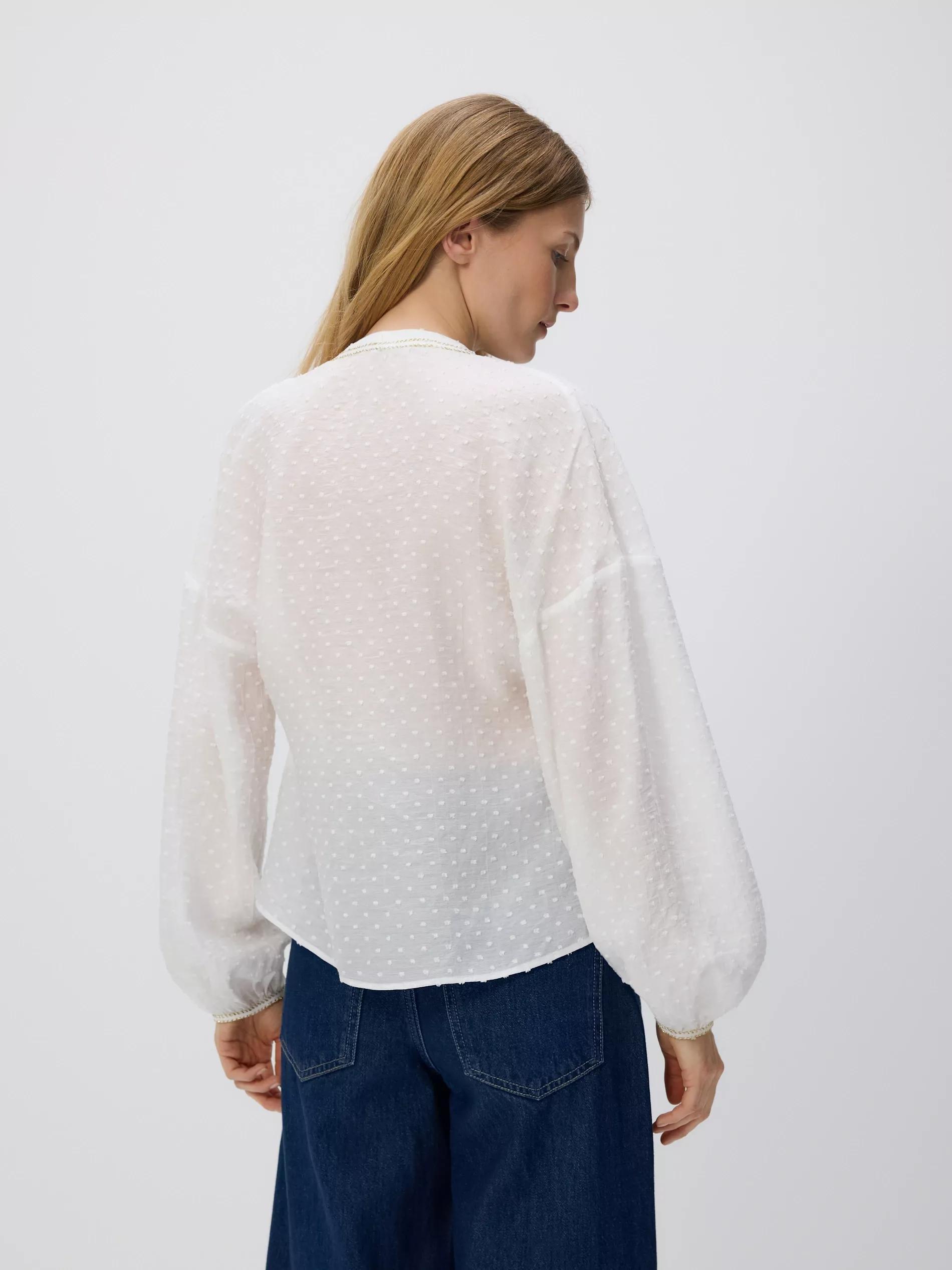 White Blouse With Decorative Tie Detail, White, large image number 3