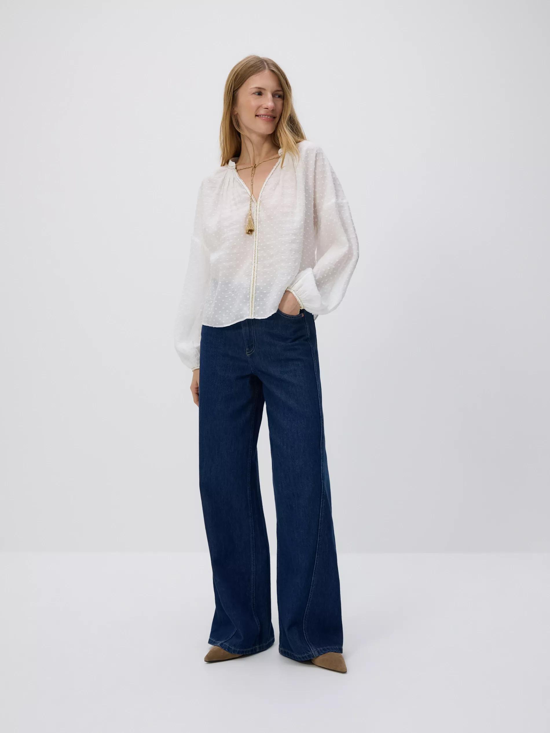 White Blouse With Decorative Tie Detail, , large image number 4