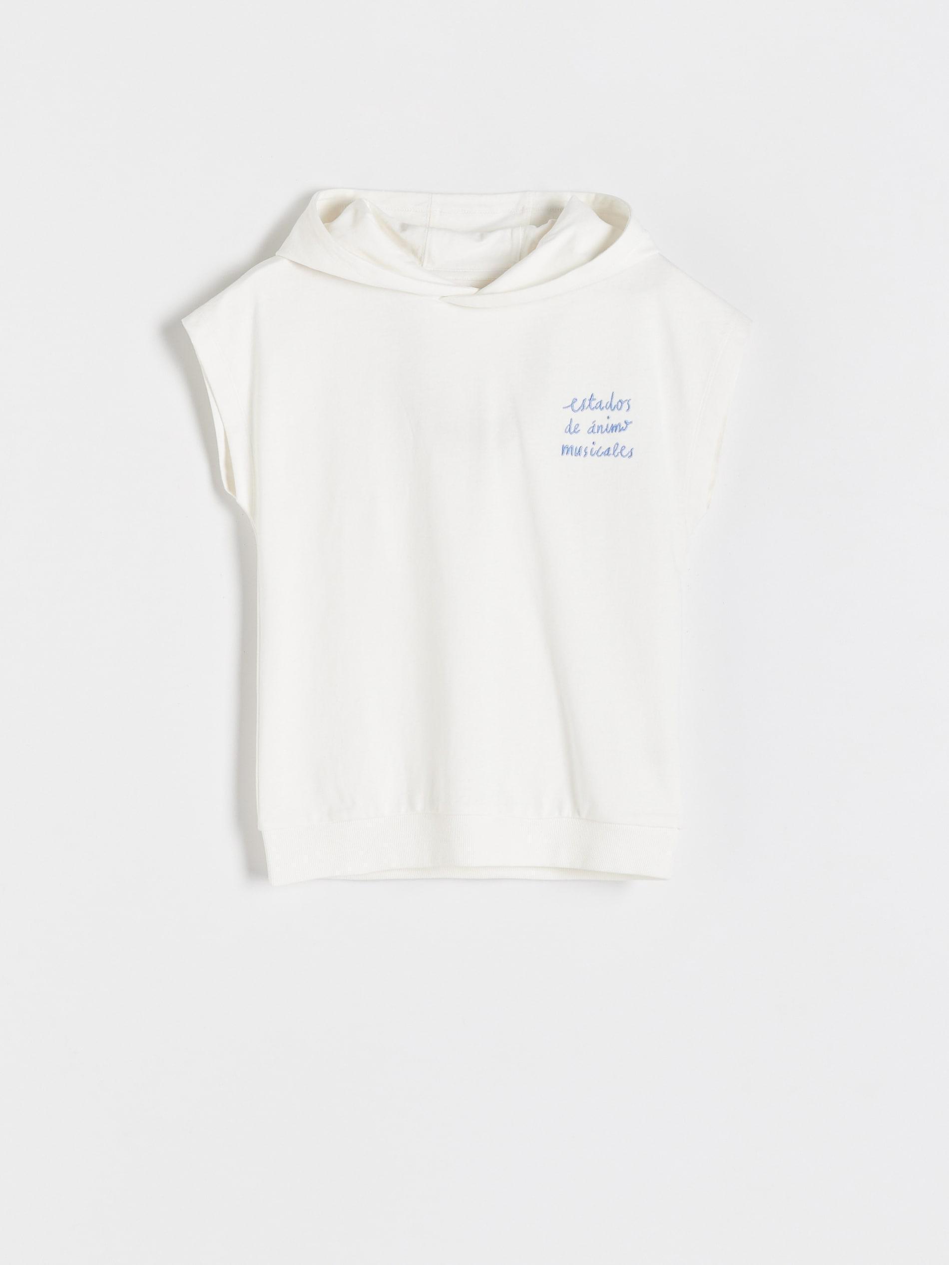 Cream Hooded Jersey T-Shirt, Kids Boys, , large image number 2