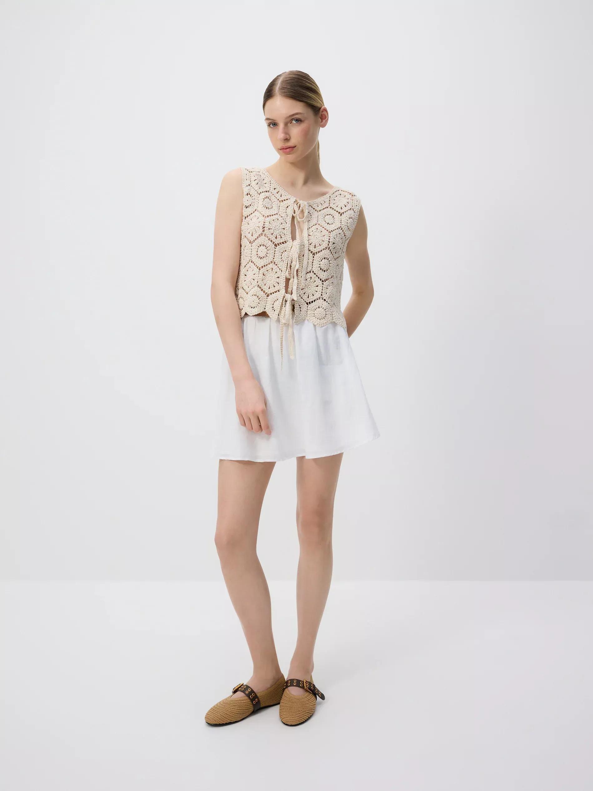 White Skirt With Belt, White, medium