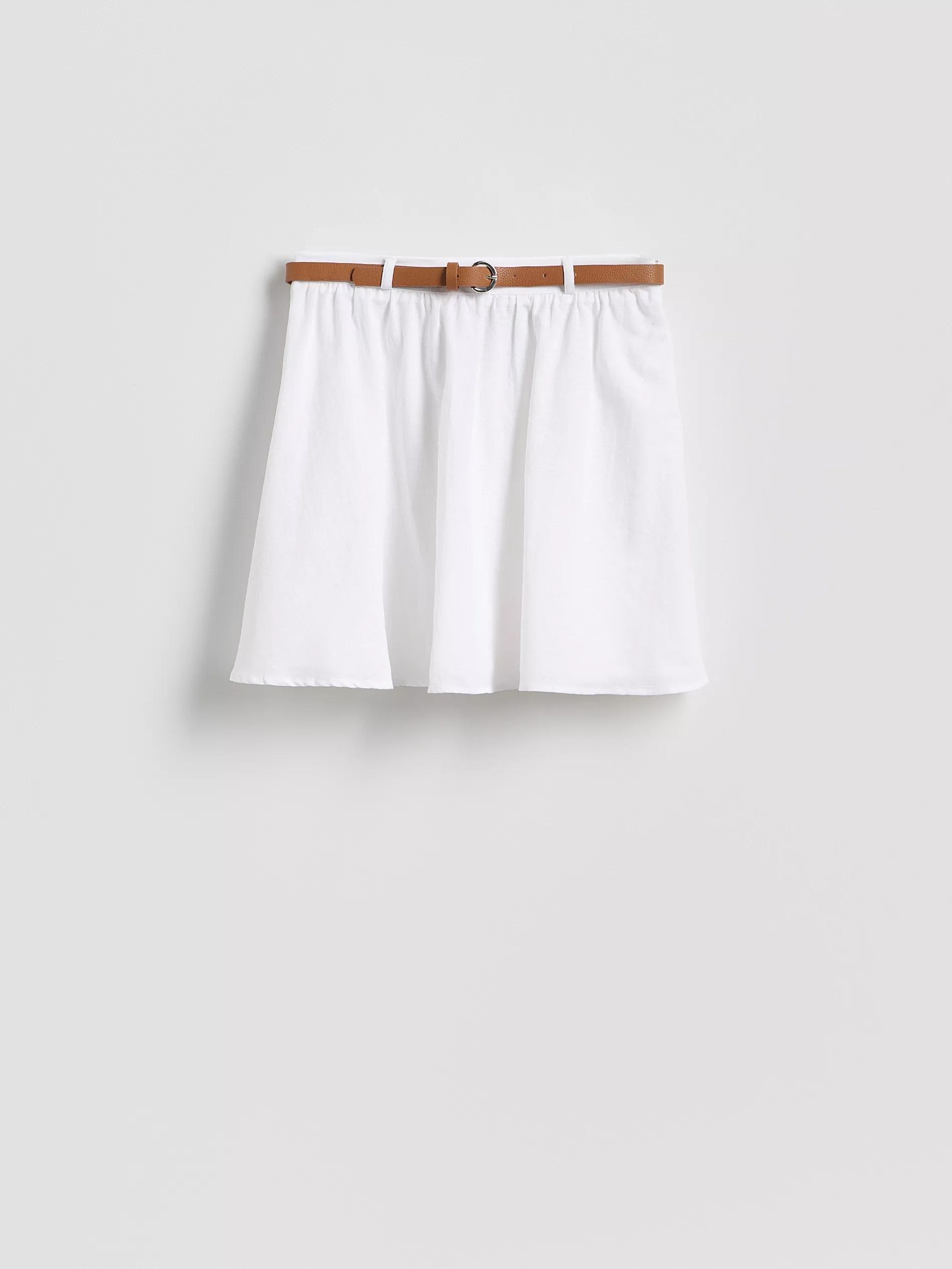 White Skirt With Belt, White, large image number 3