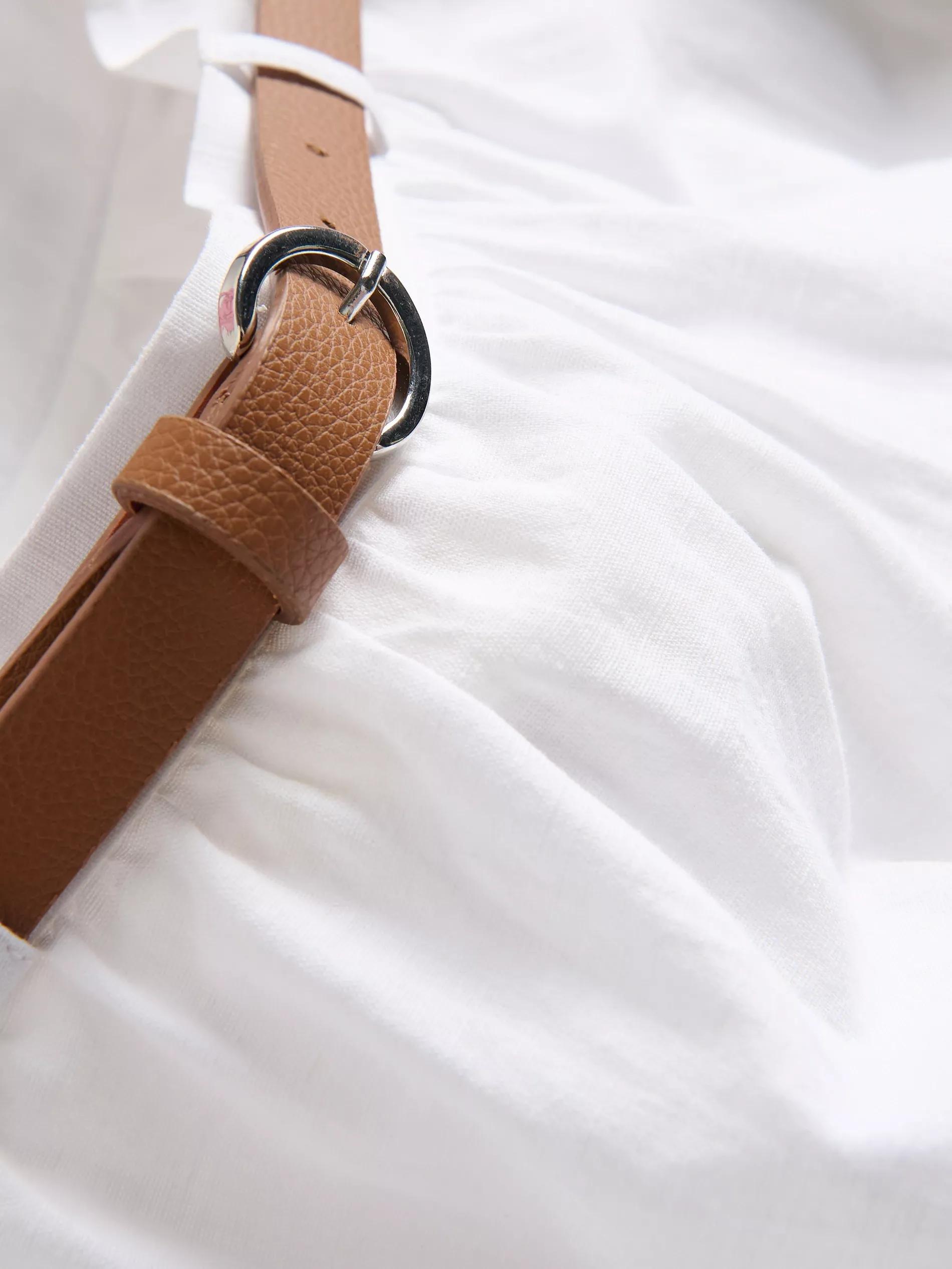 White Skirt With Belt, White, large image number 4