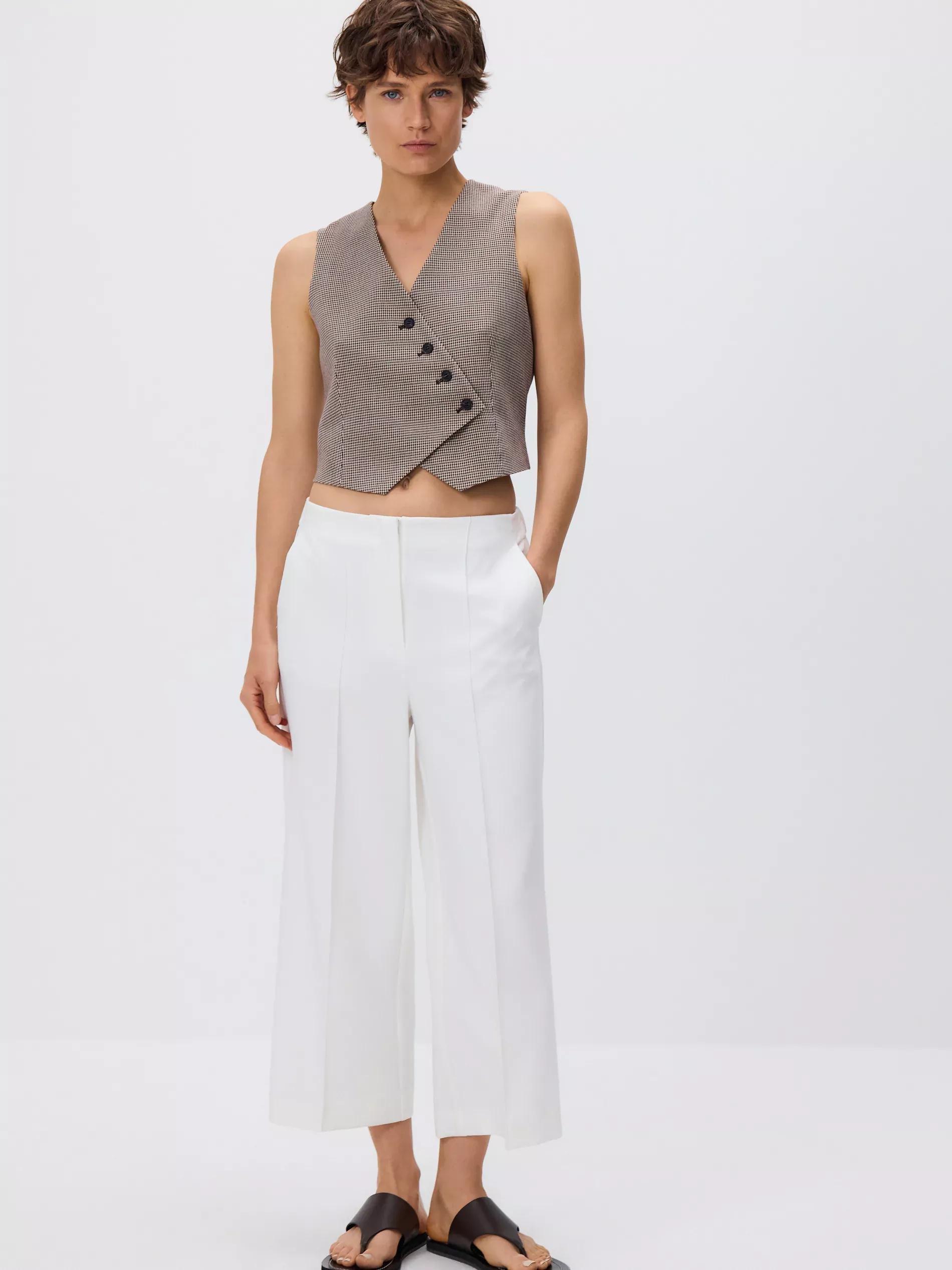 Culotte trousers with pressed crease, White, medium