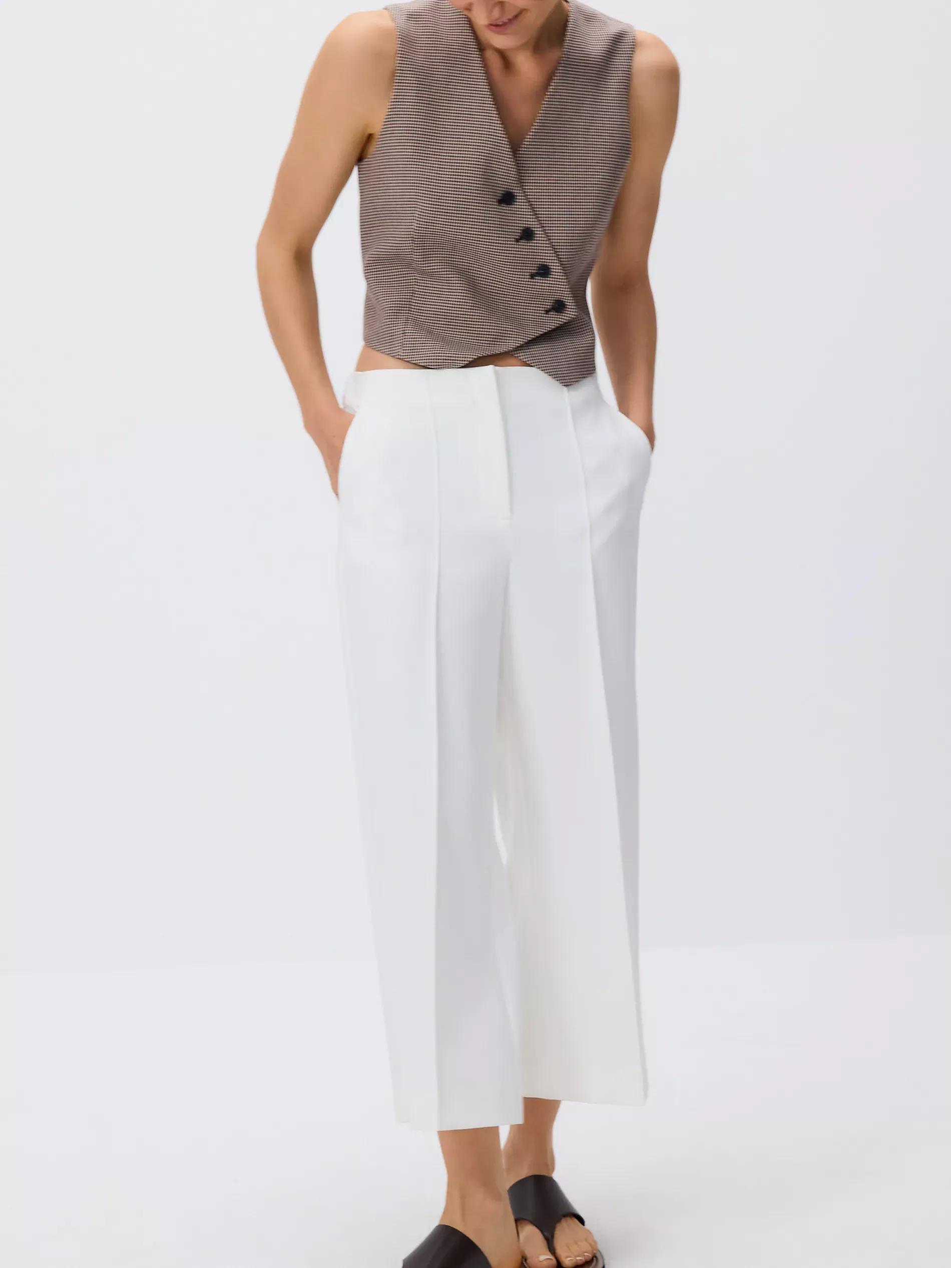 Culotte trousers with pressed crease, White, medium